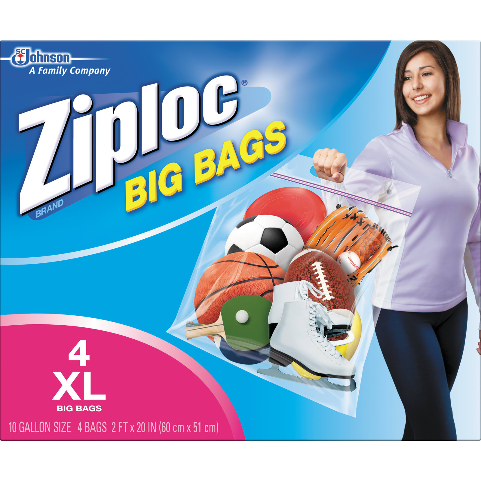 Oversized zip lock bags top