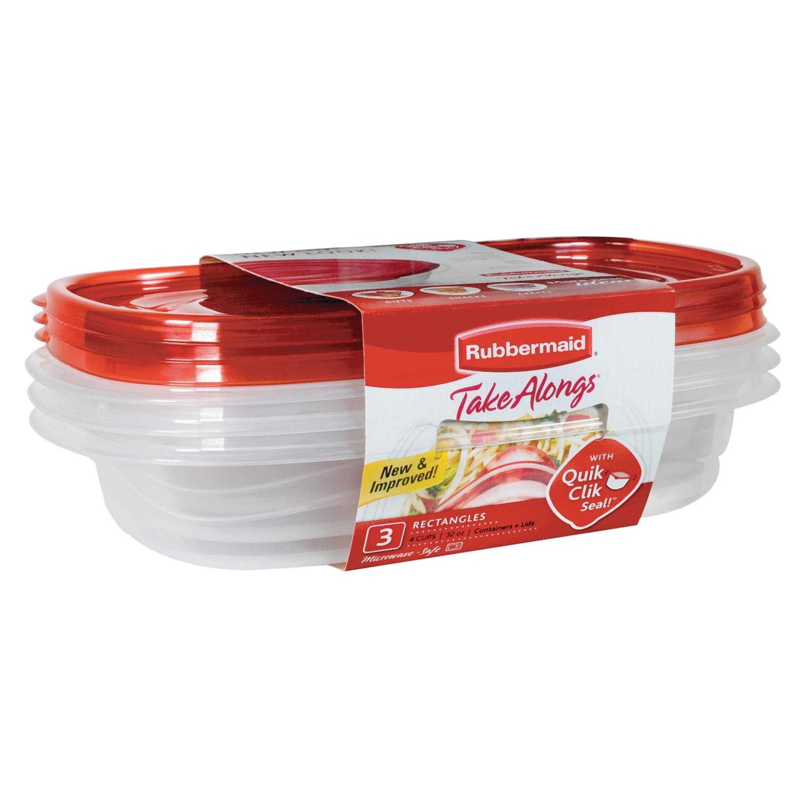 Rubbermaid Take Alongs Containers + Lids Rectangles With Quik Clik
