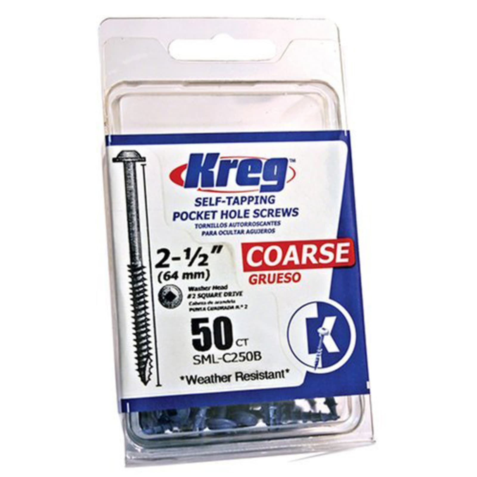 Kreg No. 8 x 2 in. L Square Blue-Kote Pocket-Hole Screw 50 count