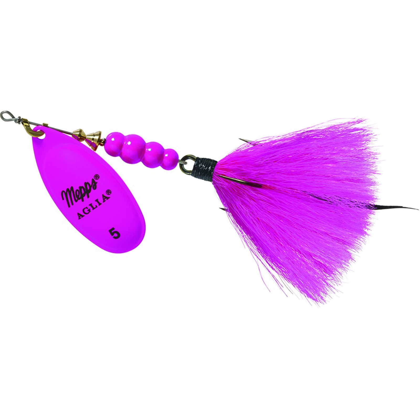 Aglia 1/2 oz Chartreuse Hot Pink Dressed Treble Hook Spinner by