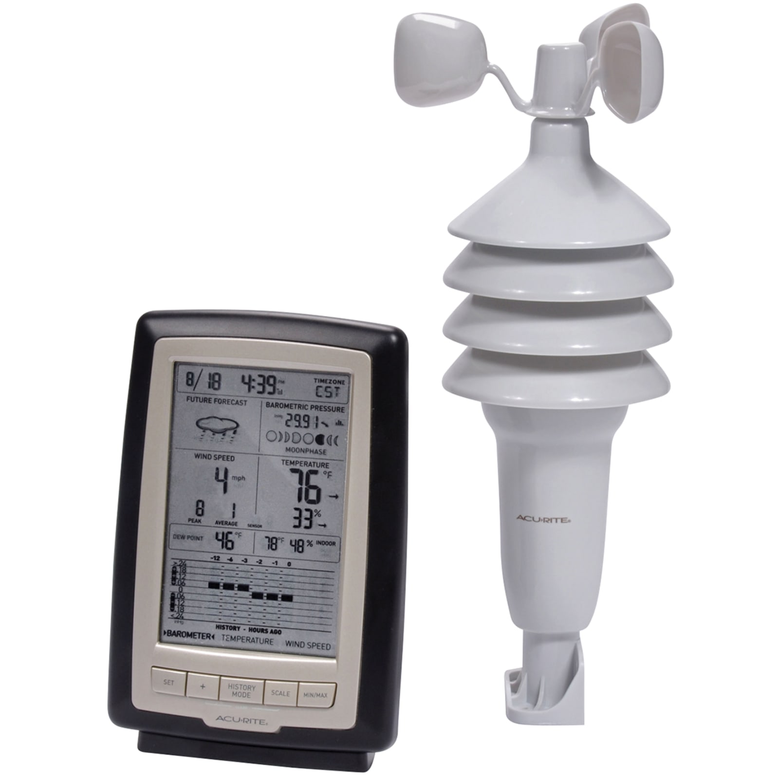 AcuRite Home Weather Station with Wind Speed, Grey