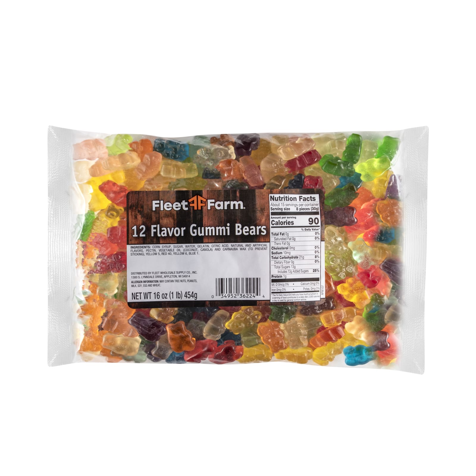 1 lb. Bag of 12 Flavor Gummi Bears