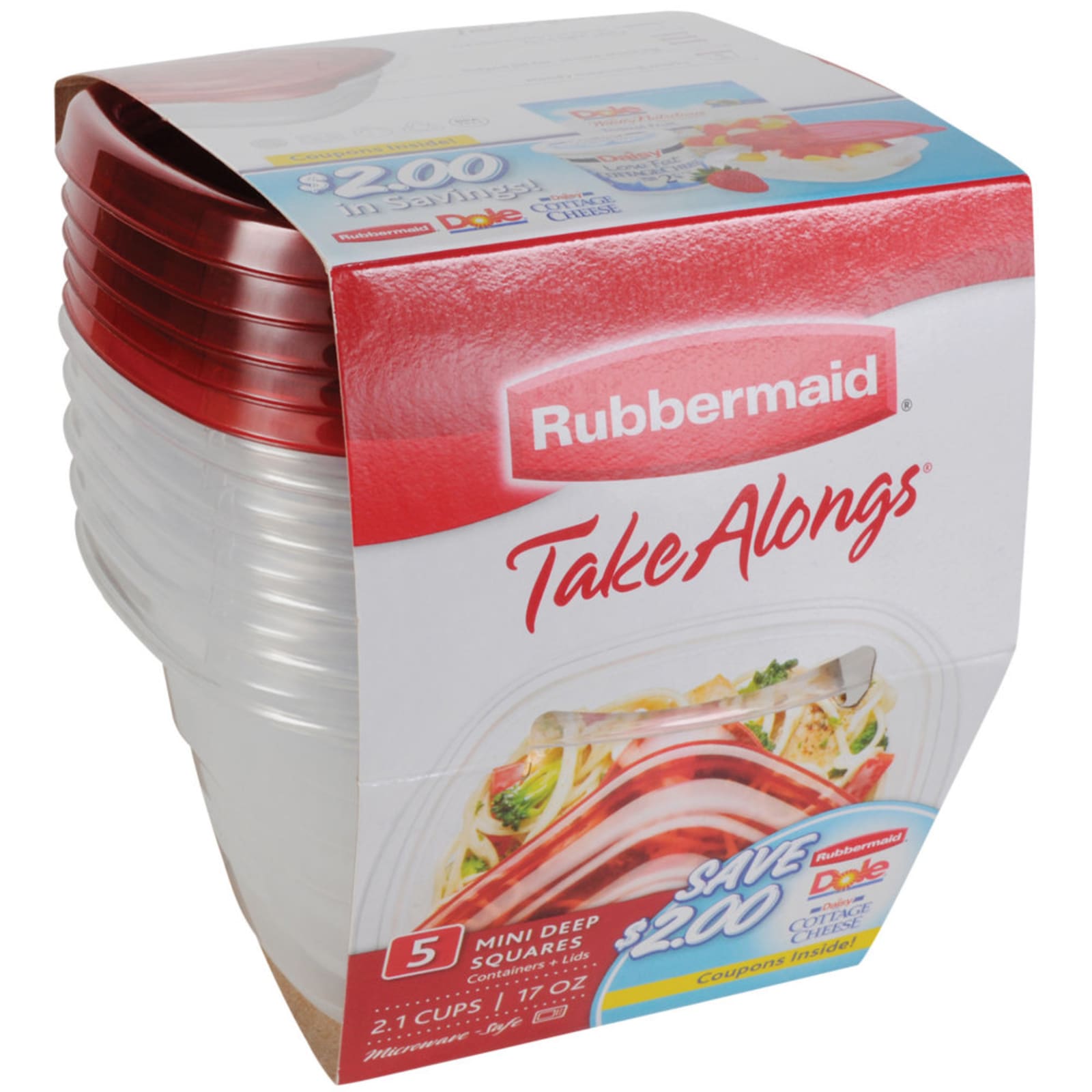 Rubbermaid Take Alongs Containers & Lids, Squares - 4 containers & lids