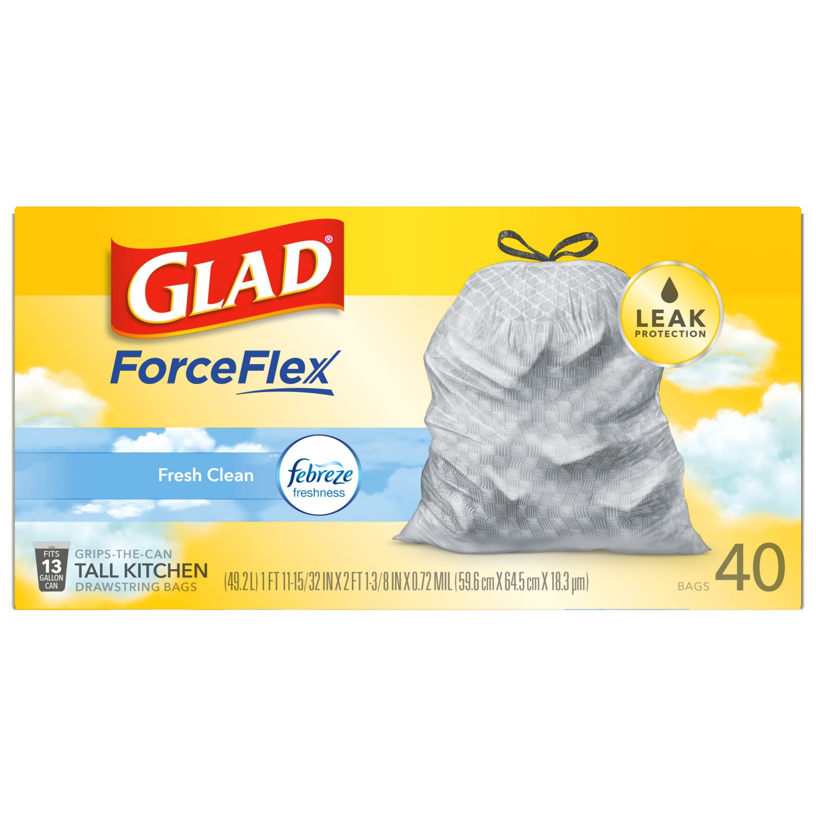 Glad Tall Kitchen 5 Day OdorShield Trash Bags With Febreze