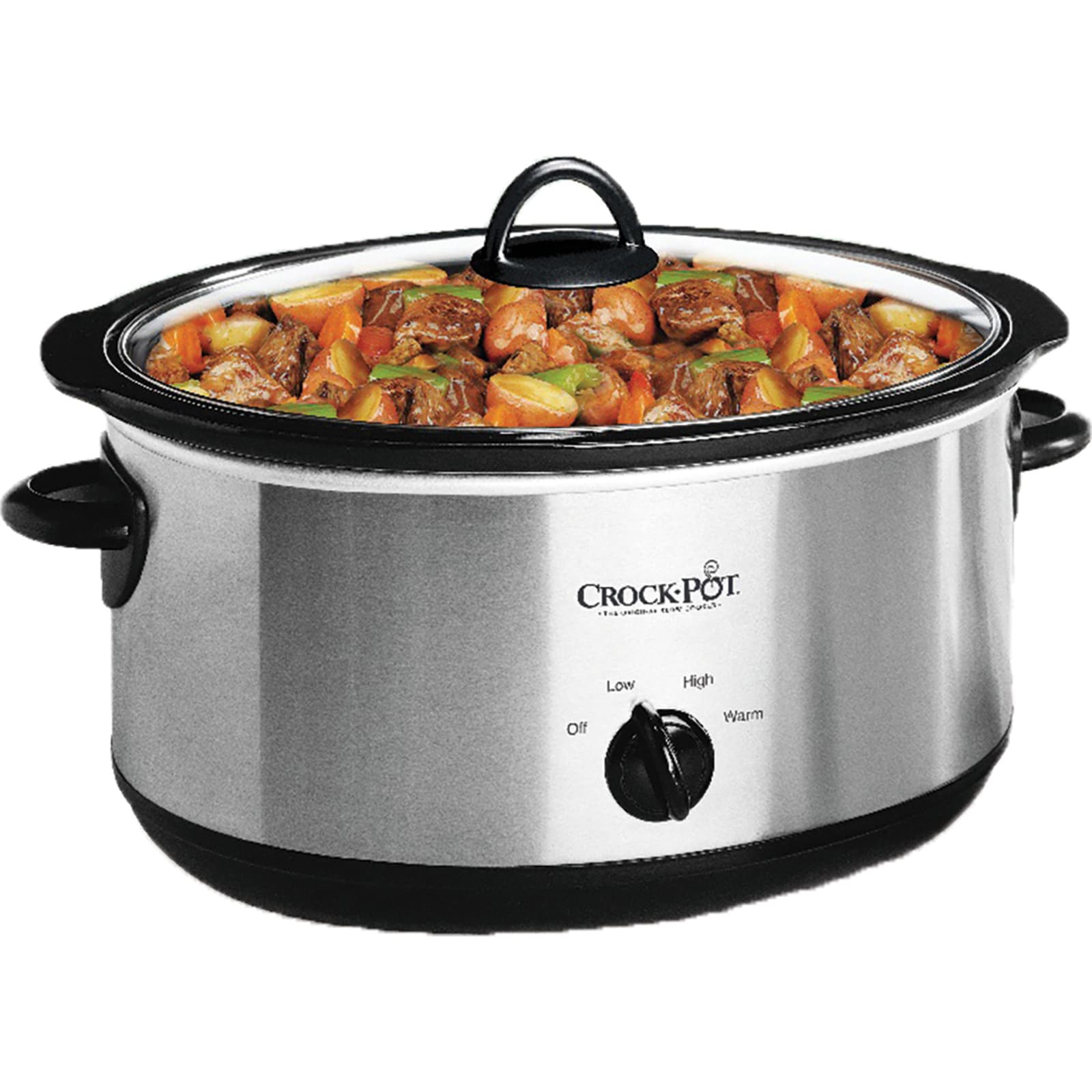 Crockpot™ 6-Quart Manual Slow Cooker, Black and Stainless Steel