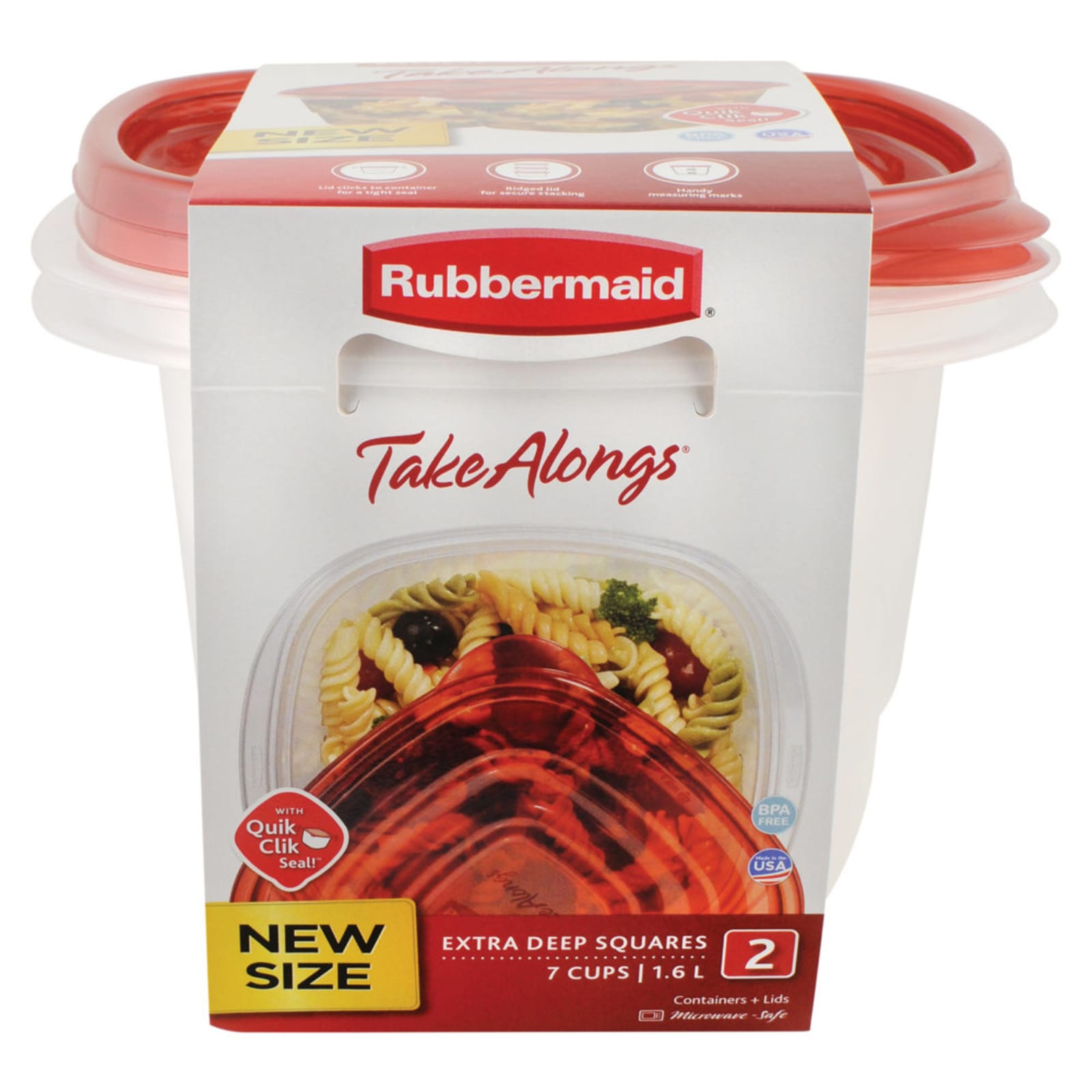 Rubbermaid Take Alongs Containers + Lids, Extra Deep Squares, 7 Cups - 2 sets