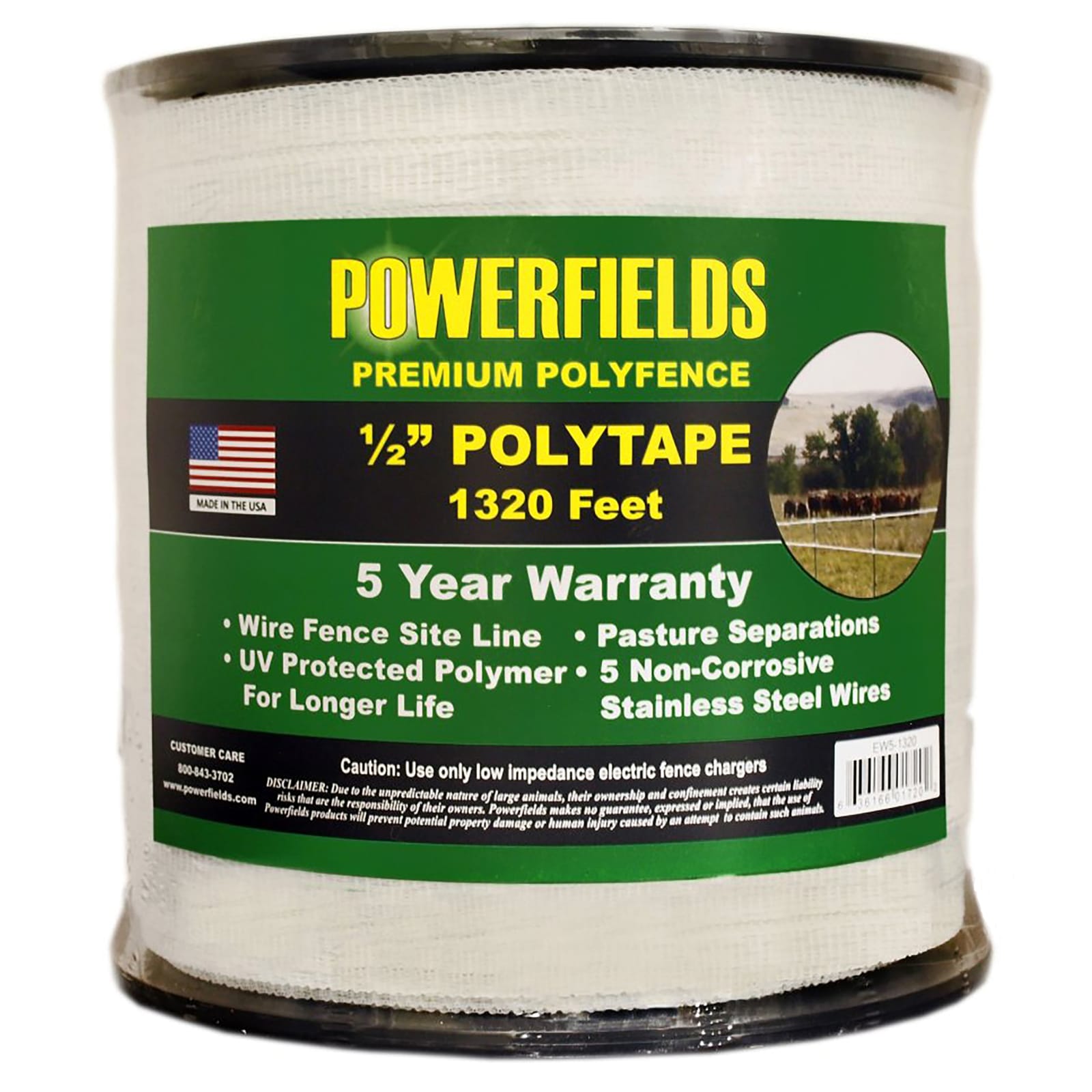 0.5 in White 5-Wire Electric Fence Polytape by Powerfields at Fleet Farm