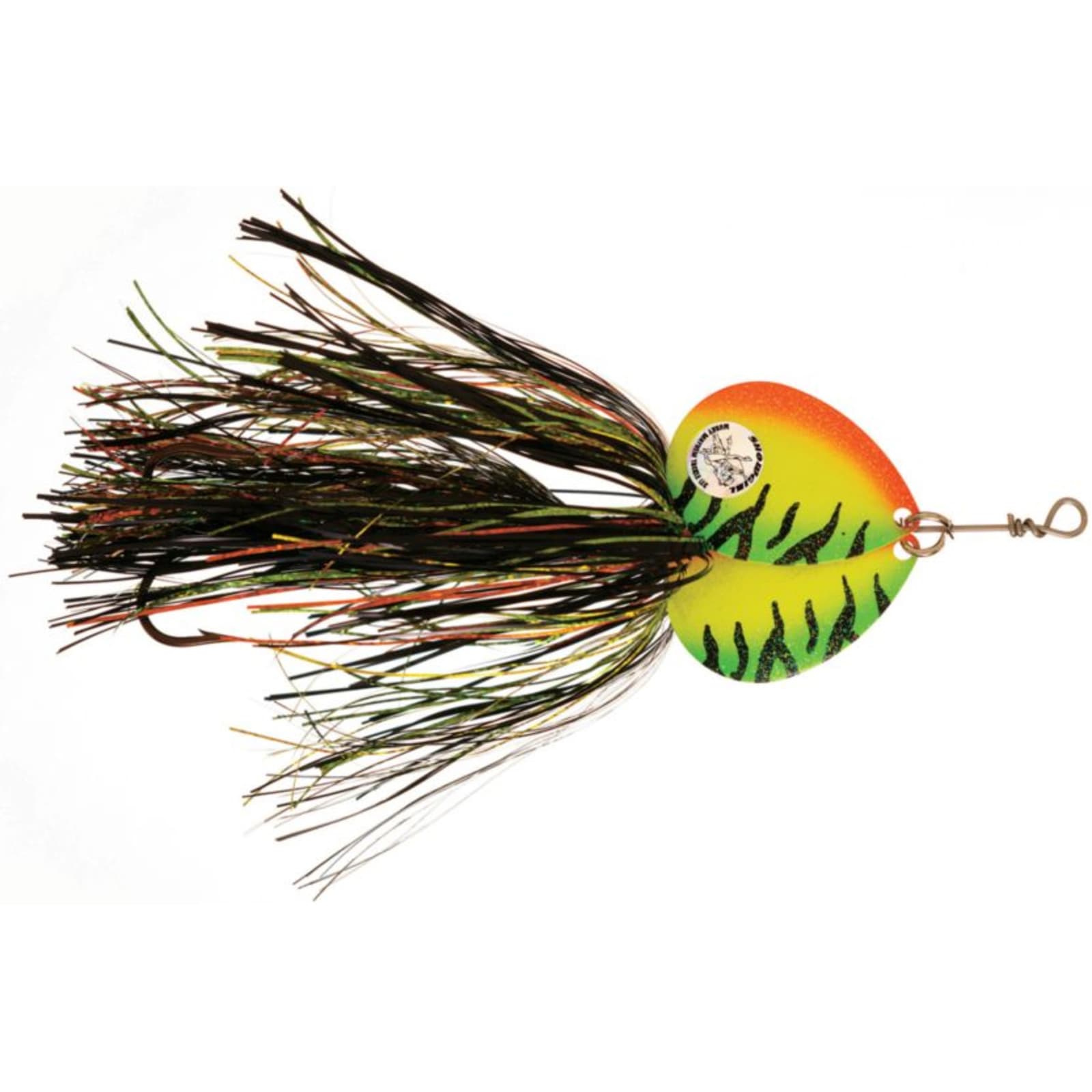 Double Showgirl 7.5 in Black Fire Musky Spinner Lure