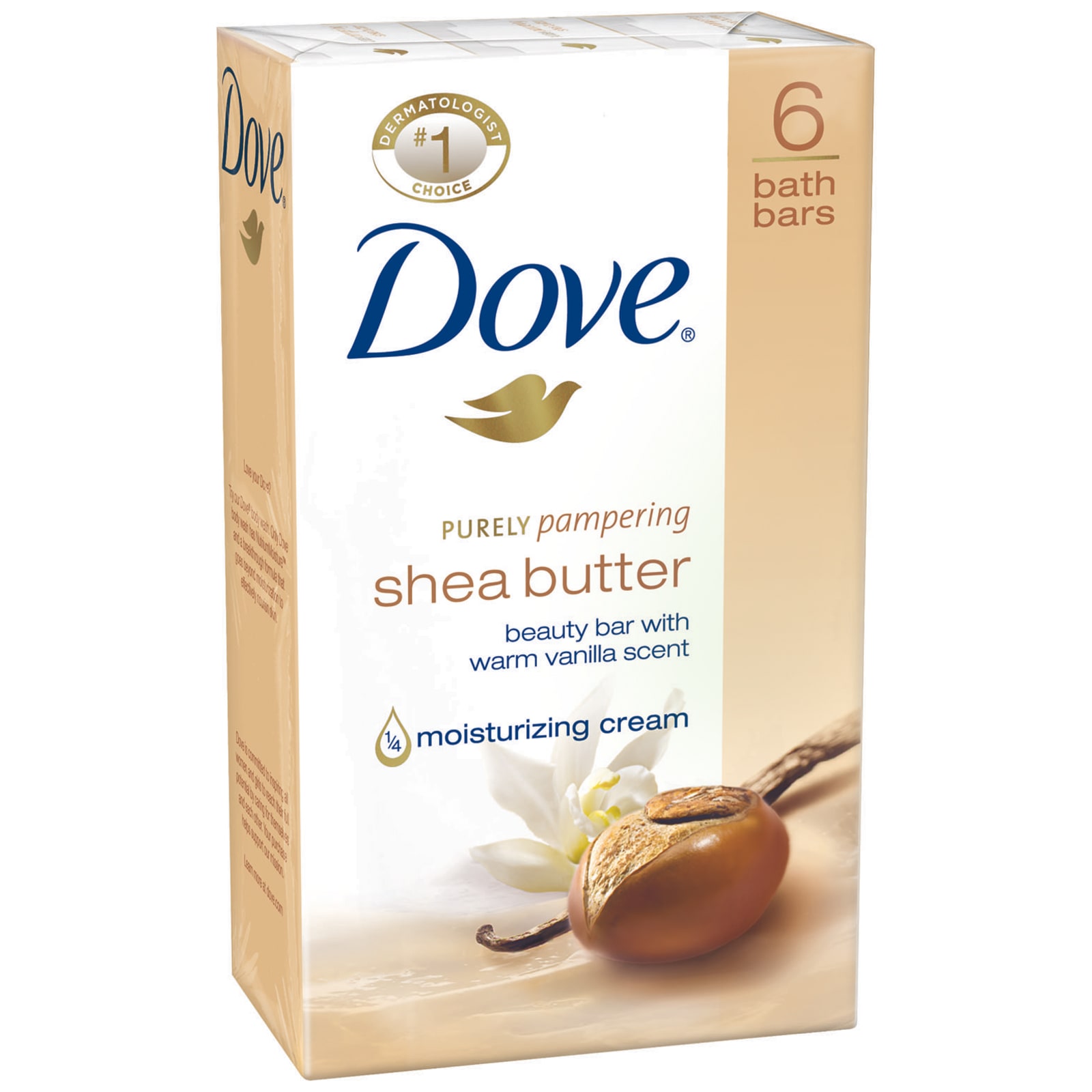 Dove Purely Pampering Beauty Bar Shea Butter 4 oz, 6 Bar