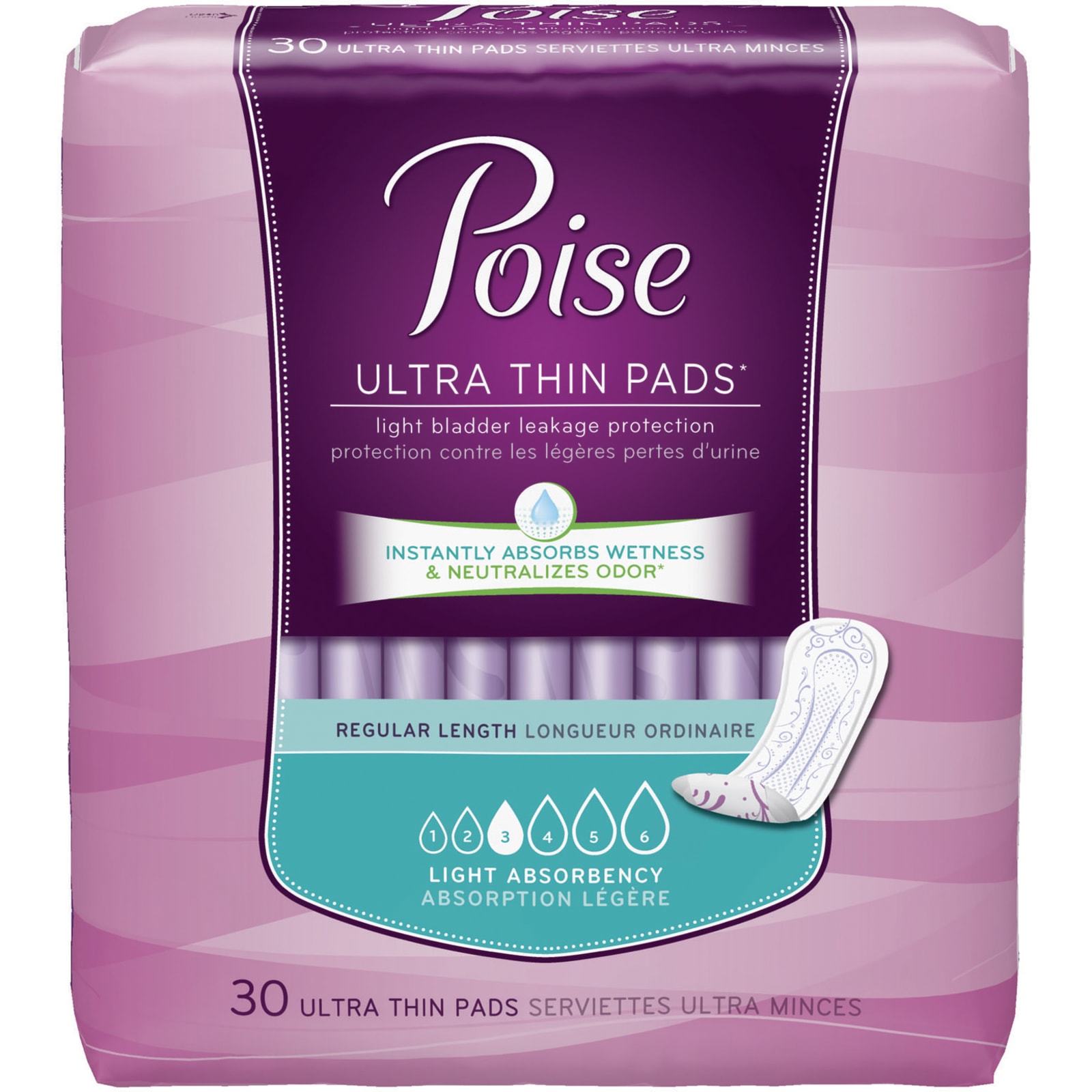 Poise Ultra Thin Incontinence Bladder Control Pads - Light