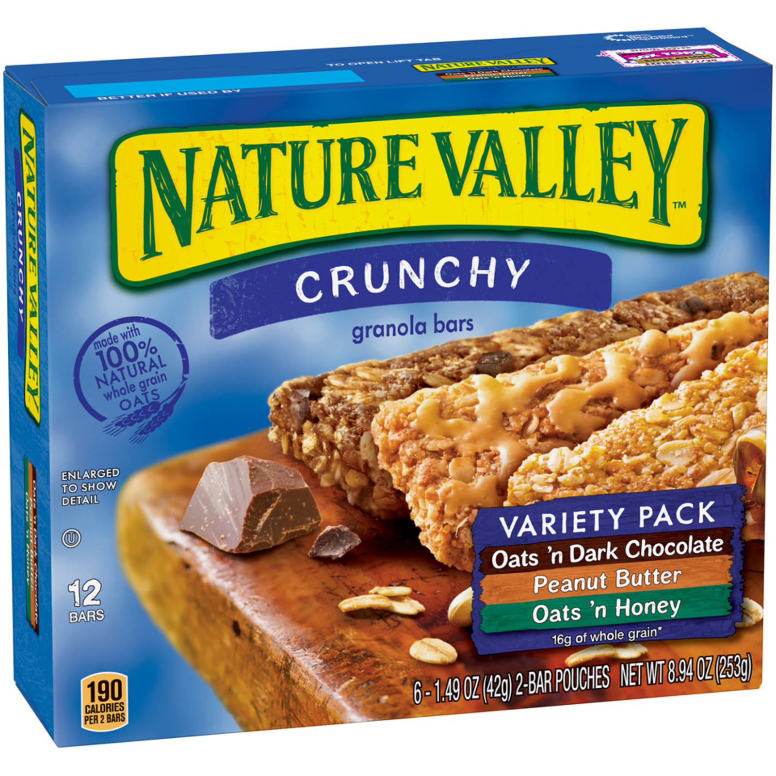 Nature Valley Crunchy Granola Bars, Oats 'n Honey, 12 Bars, 8.94 OZ (6  Pouches)