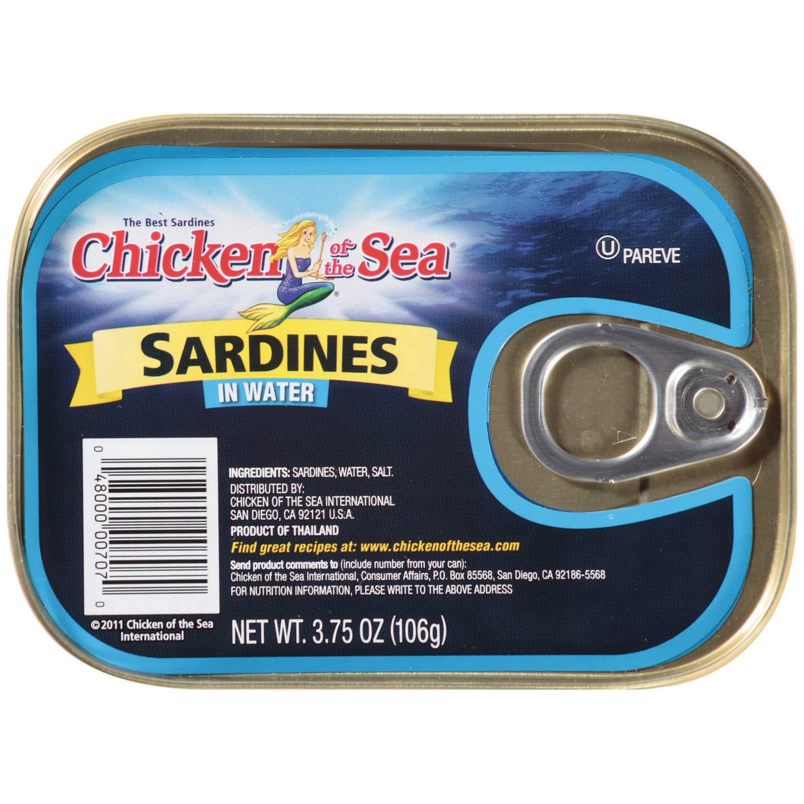 Great Value Sardines in Water, 3.75 oz