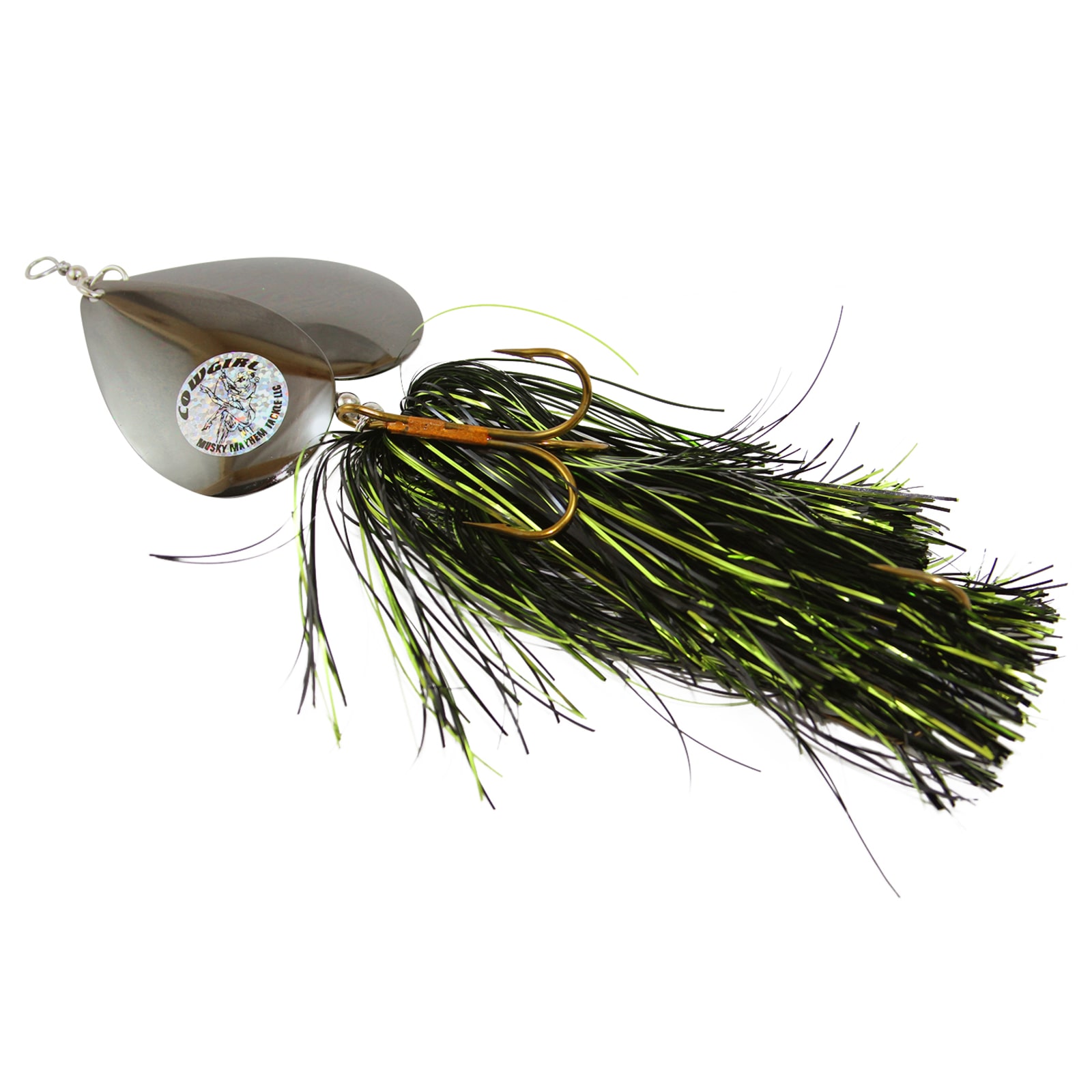 Double Cowgirl 10 in Goblin Musky Spinner Lure by Musky Mayhem