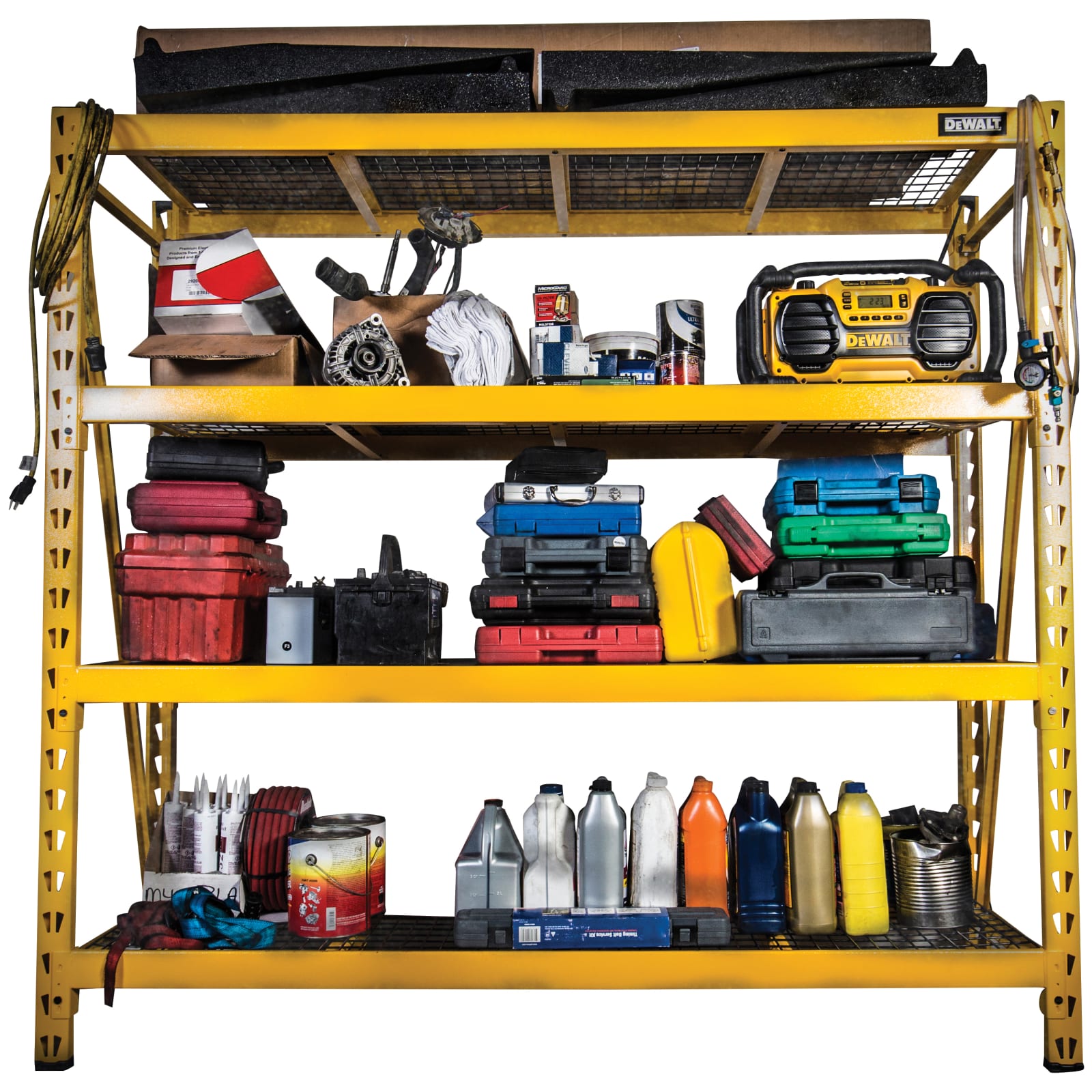 DEWALT Steel Heavy Duty 3-Tier Utility Shelving Unit (50-in W x 18-in D x  48-in H), Yellow in the Freestanding Shelving Units department at