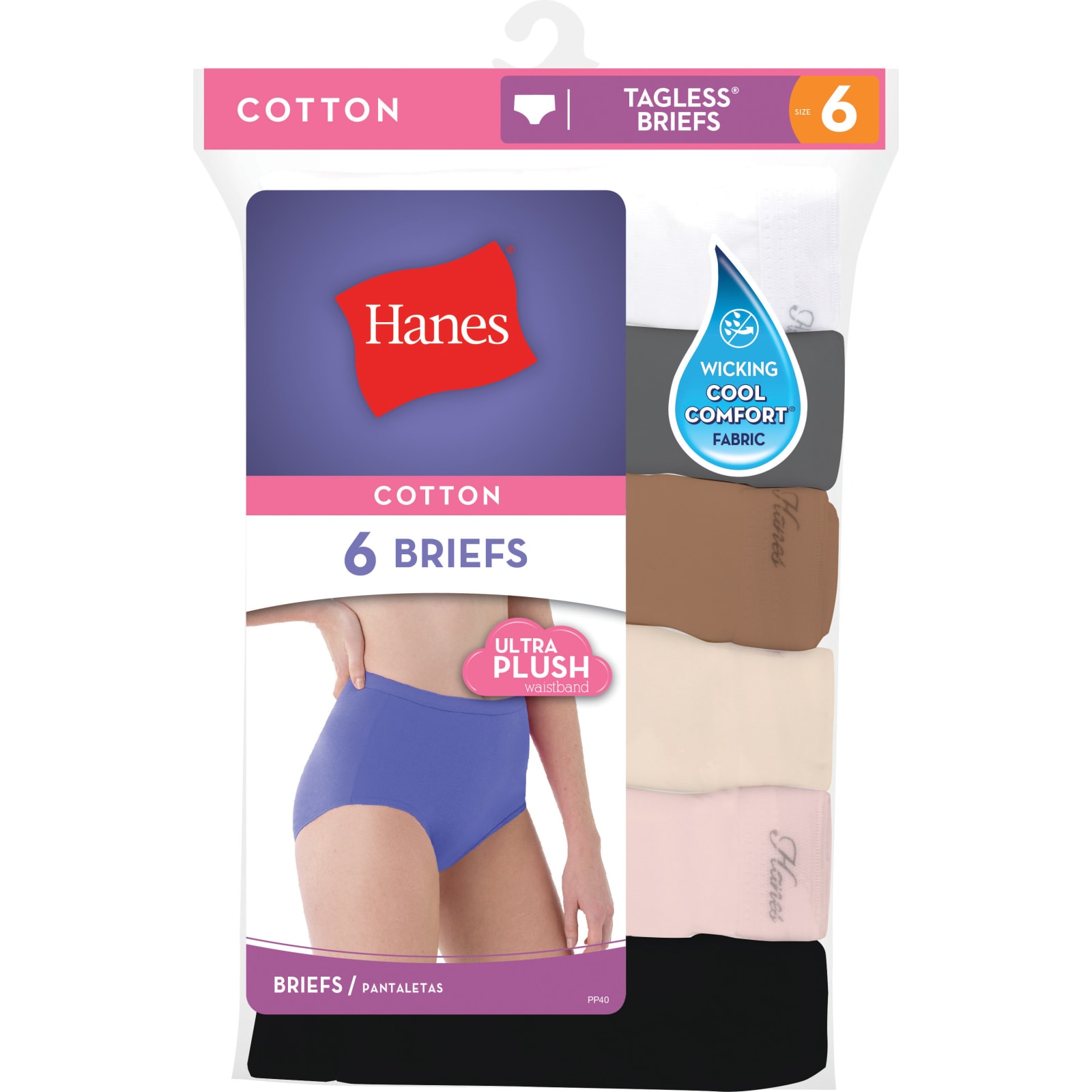 Hanes PP40AD Women's Cotton Brief Panties - Pack of 6 for sale