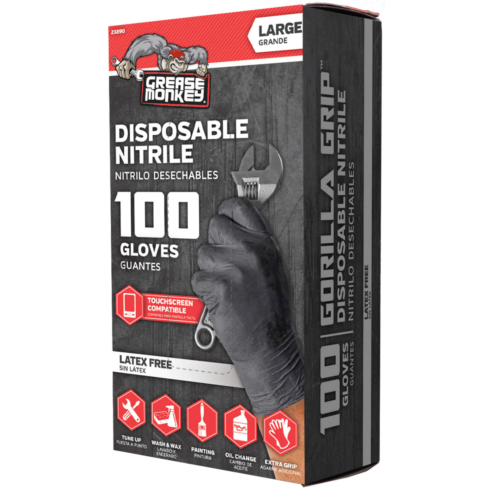 Grease Monkey All Purpose 4 Mil Thickness Disposable Nitrile Gloves - 100  Count, blue, fits all (13570-110)