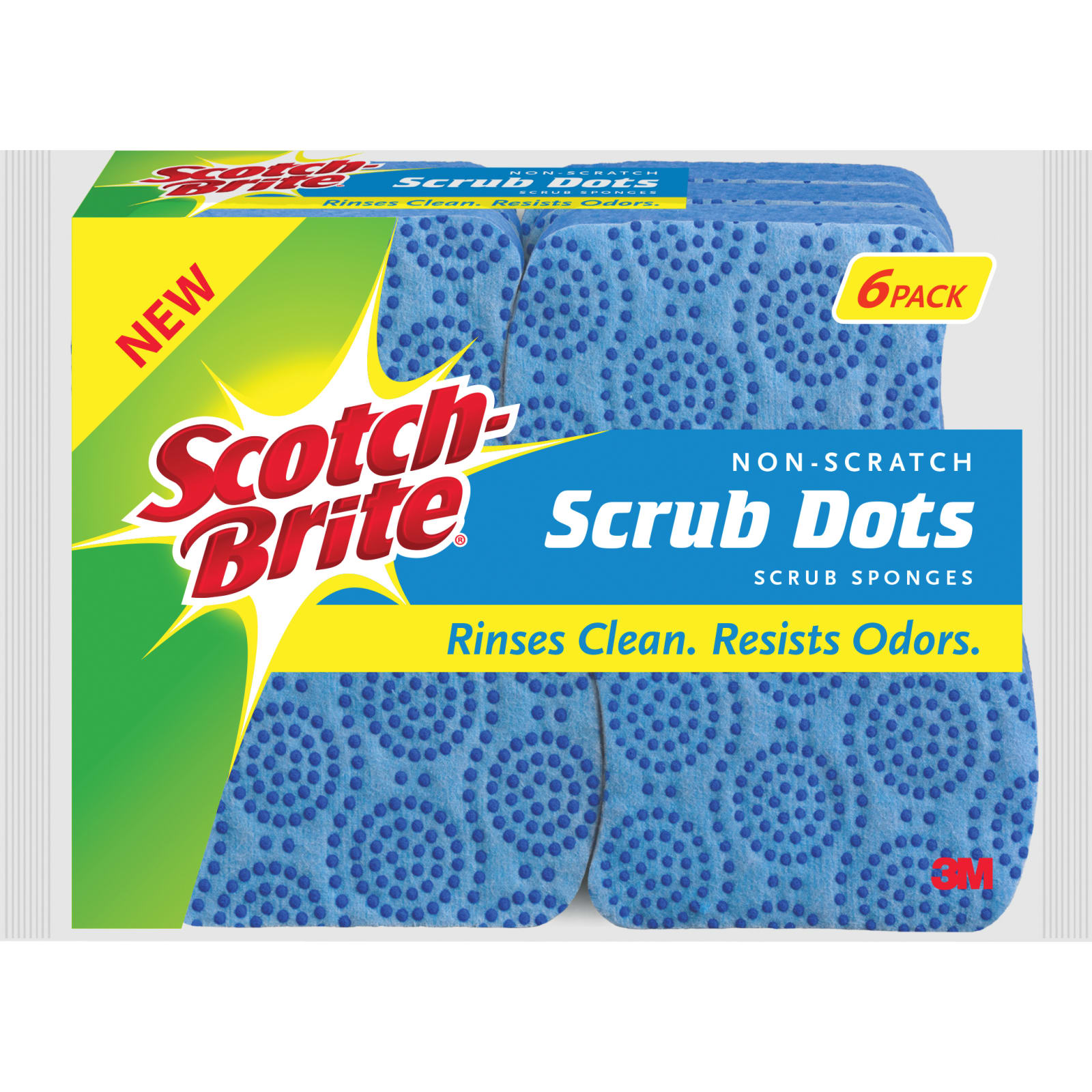 Scotch-Brite Stay Fresh Non-Scratch Scrub Dots Sponges, 3 Scrubbing Sponges  