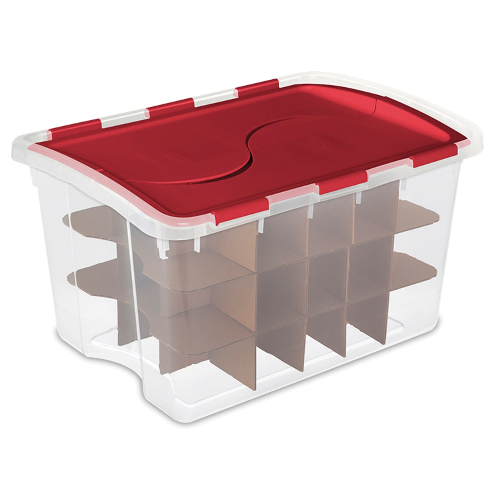 48 qt Holiday Ornament Storage Box w/ Hinged Lid