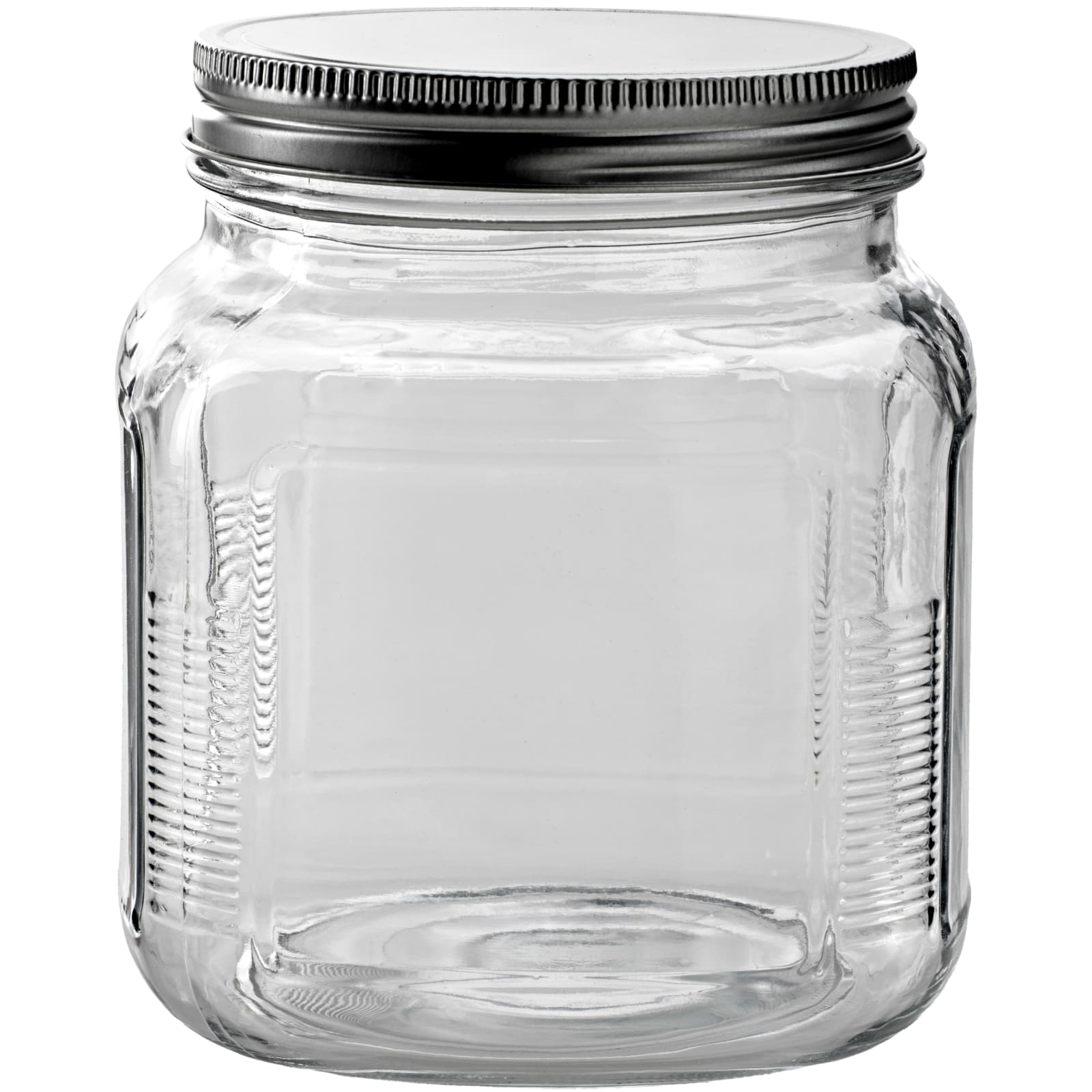 Anchor Clear Glass Cracker Jar with Brushed Aluminum Lid, 1 gal