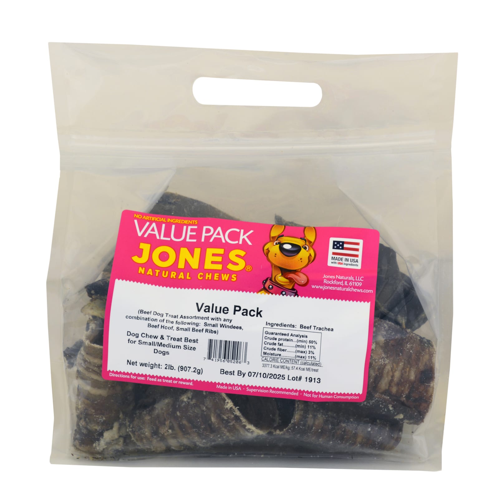 2 lb. Assorted Beef Value Pack Dog Chews by Jones Natural Chews at