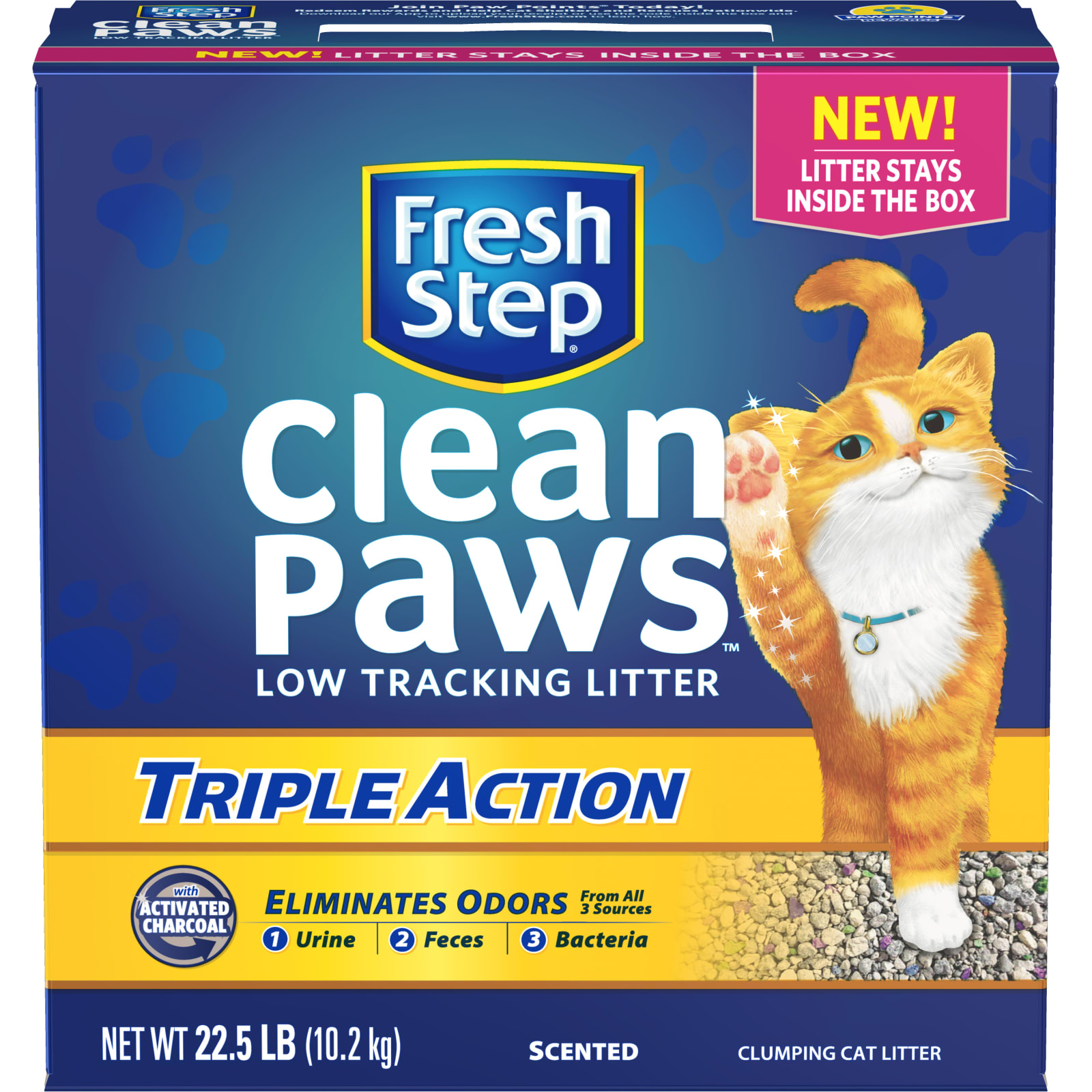 Fresh Step Clean Paws Multi-Cat Low Tracking Clumping Cat Litter, 22.5 lb