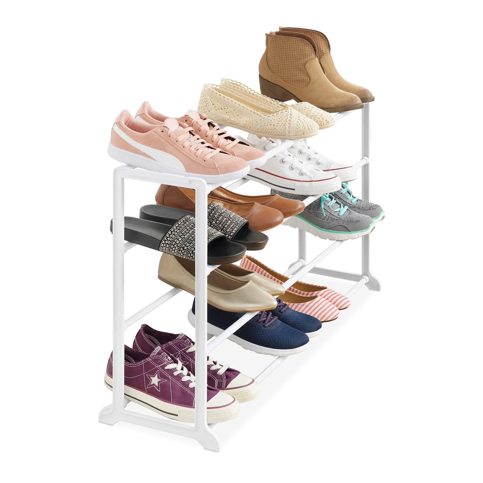 Whitmor - Black Dual-Sided 4-Tier Shoe Rack