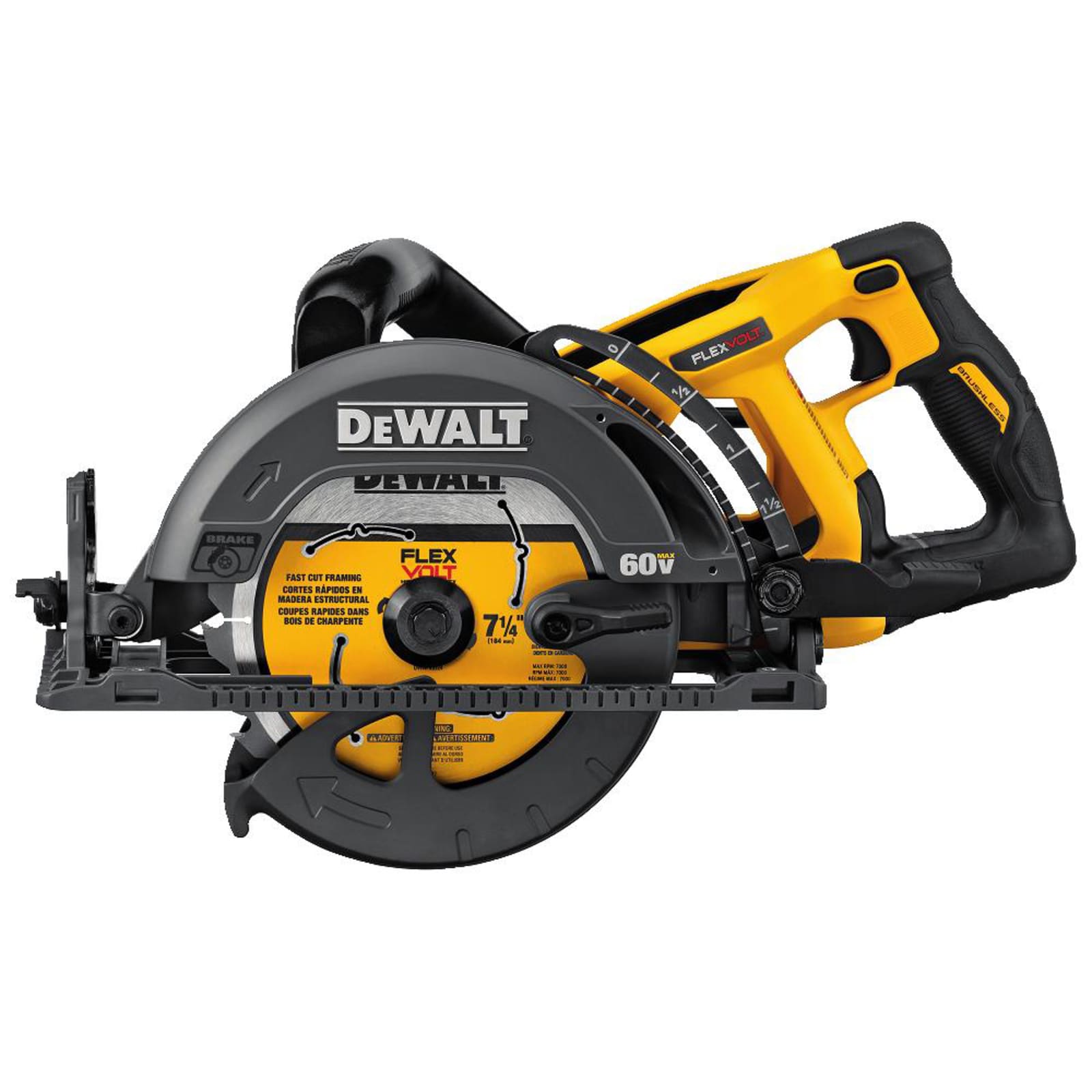 FLEXVOLT 60V MAX 7.25 in Cordless Worm Drive Style Saw Bare Tool
