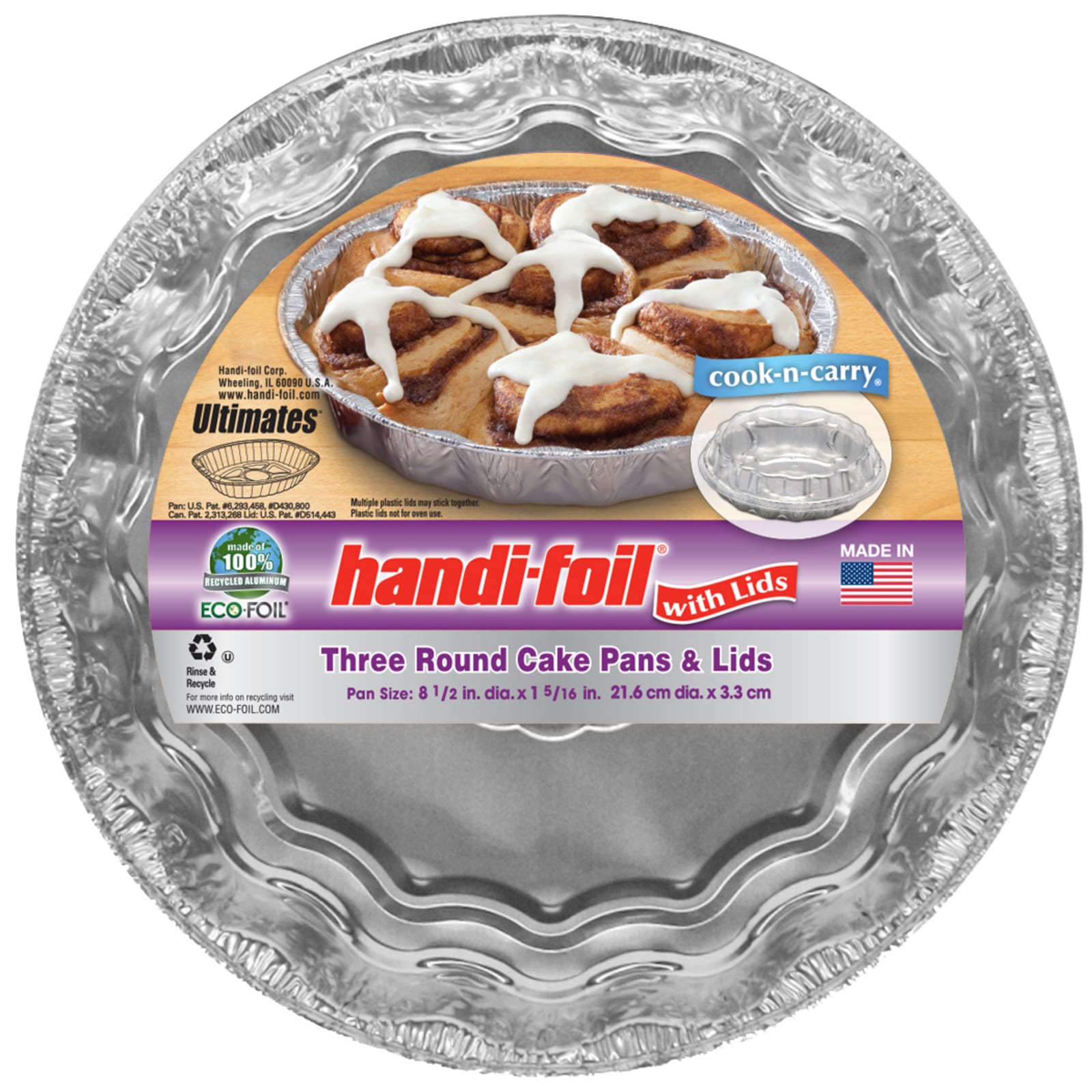 Handi Foil Eco-Foil Cook-N-Carry Cake Pans & Lids - 2 sets