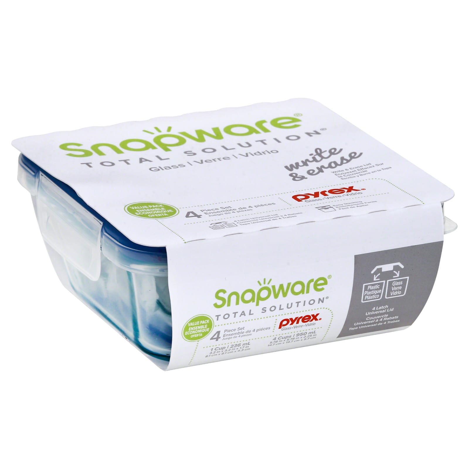 Snapware 4-Piece Total Solution Food Storage Set - Glass