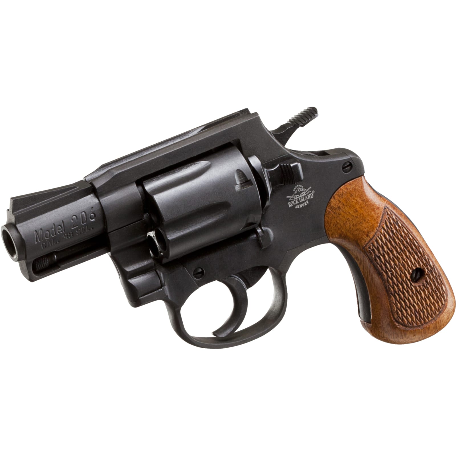 Rock Island Armory M206 Revolver .38 Special 2 Barrel 6 Rounds Fixed  Sights Wood Grips Black