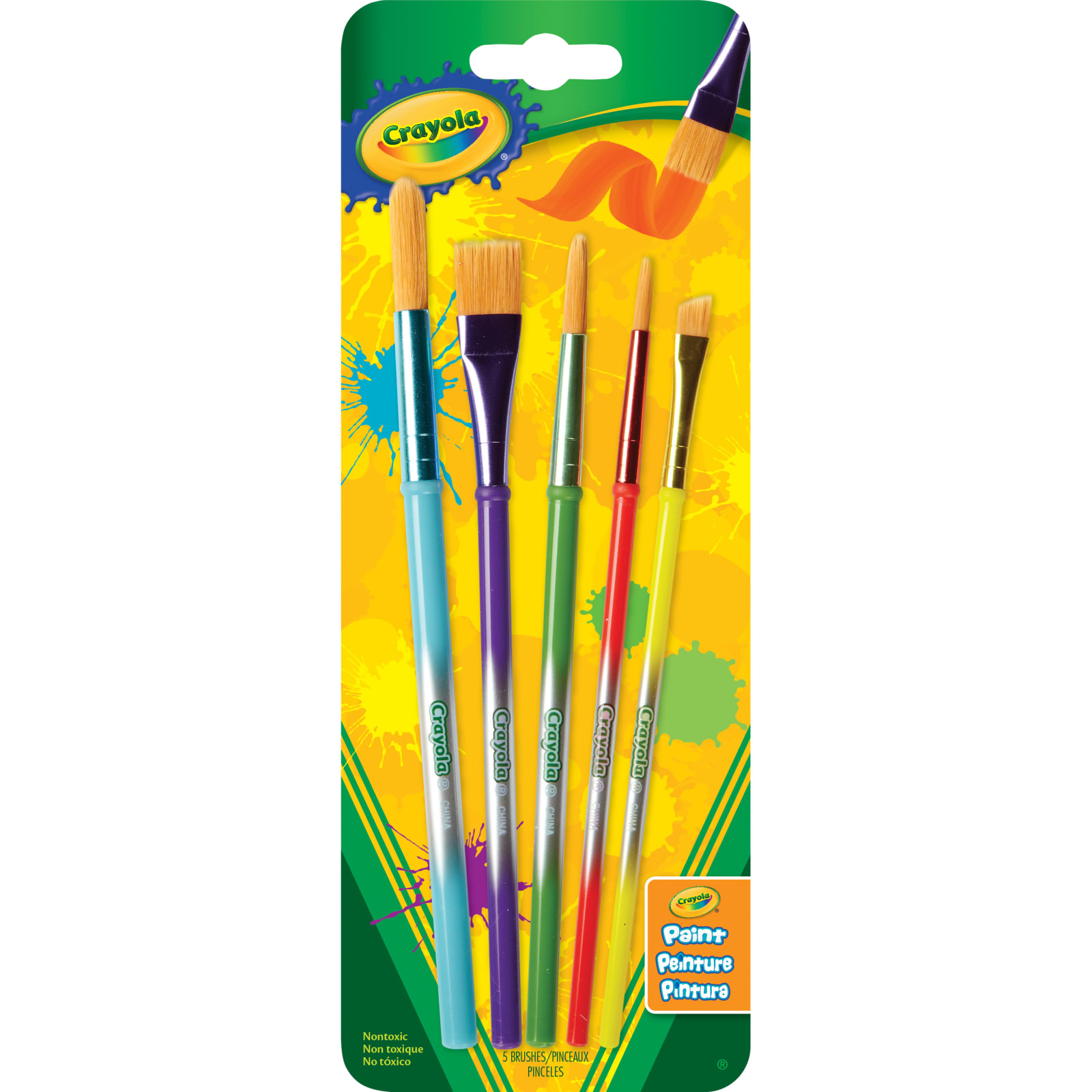 Crayola Arts Crafts Synthetic Brushes Assorted Pack Of 5 - Office