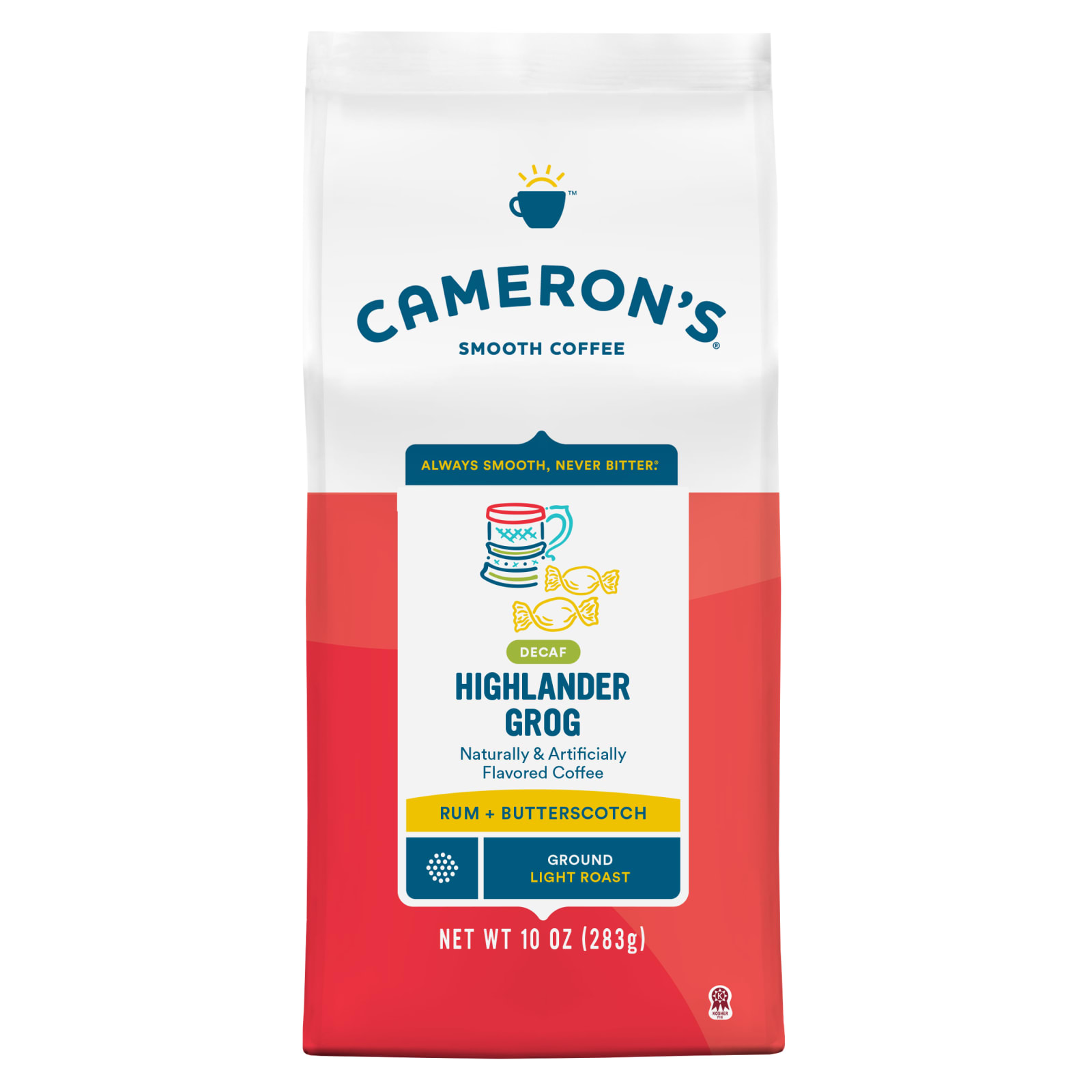 Decaf 10 oz Highlander Grog Light Roast Ground Coffee by Cameron s