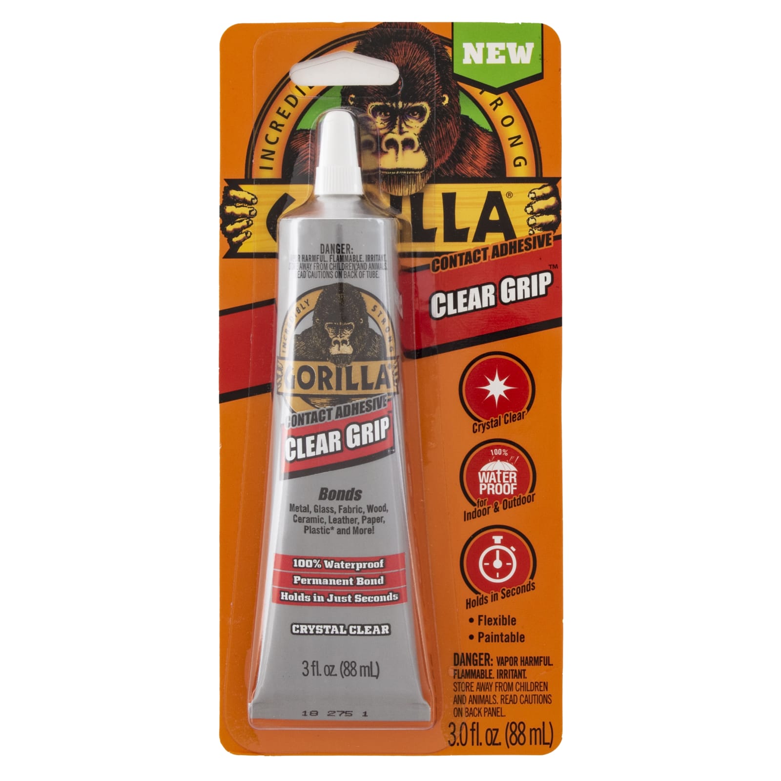 Gorilla Glue Clear Grip Contact Adhesive, 3 Ounce (88mL), Assembled Product  Weight 3 Ounces 