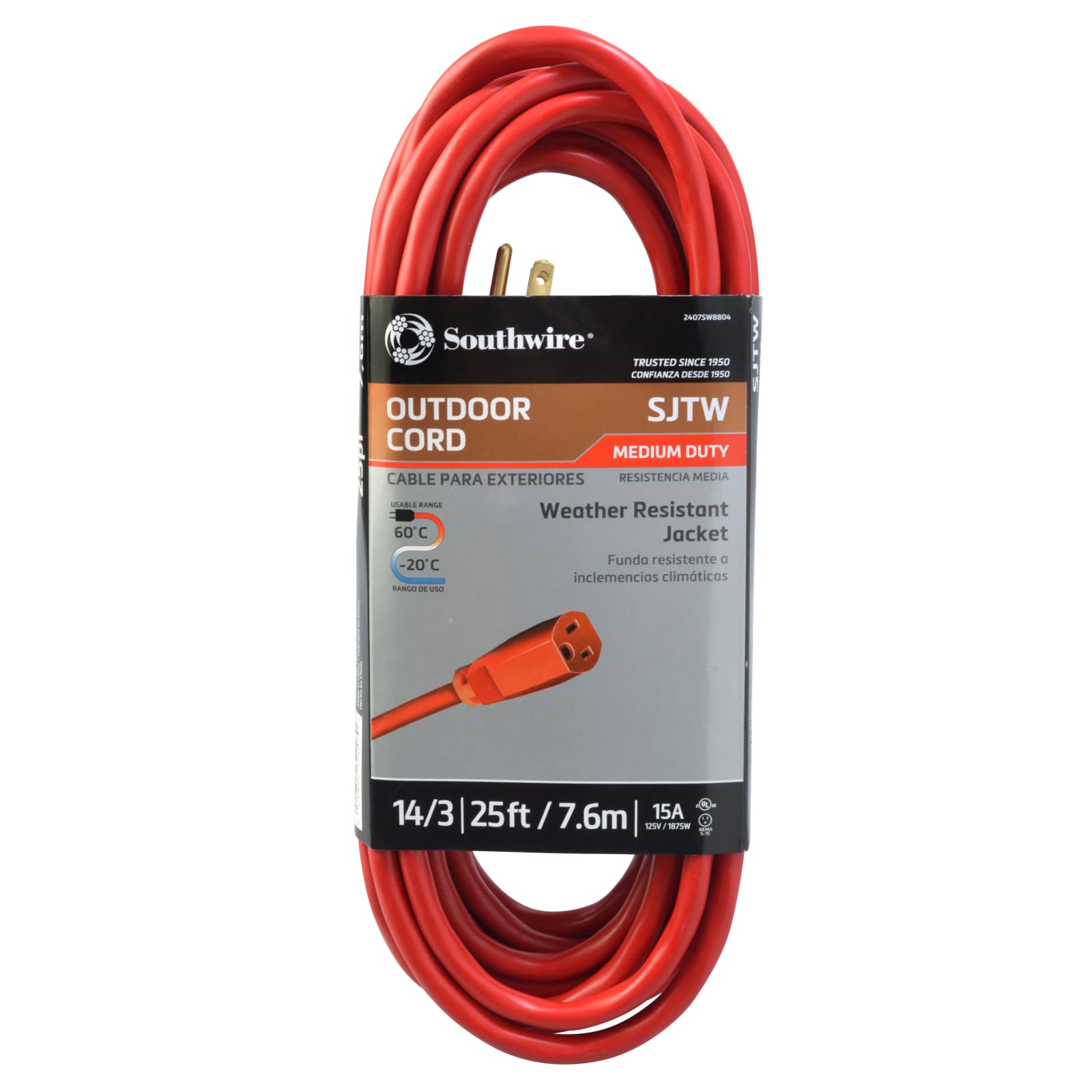 14/3 Red Medium Duty SJTW Extension Cord By Southwire At, 60% OFF