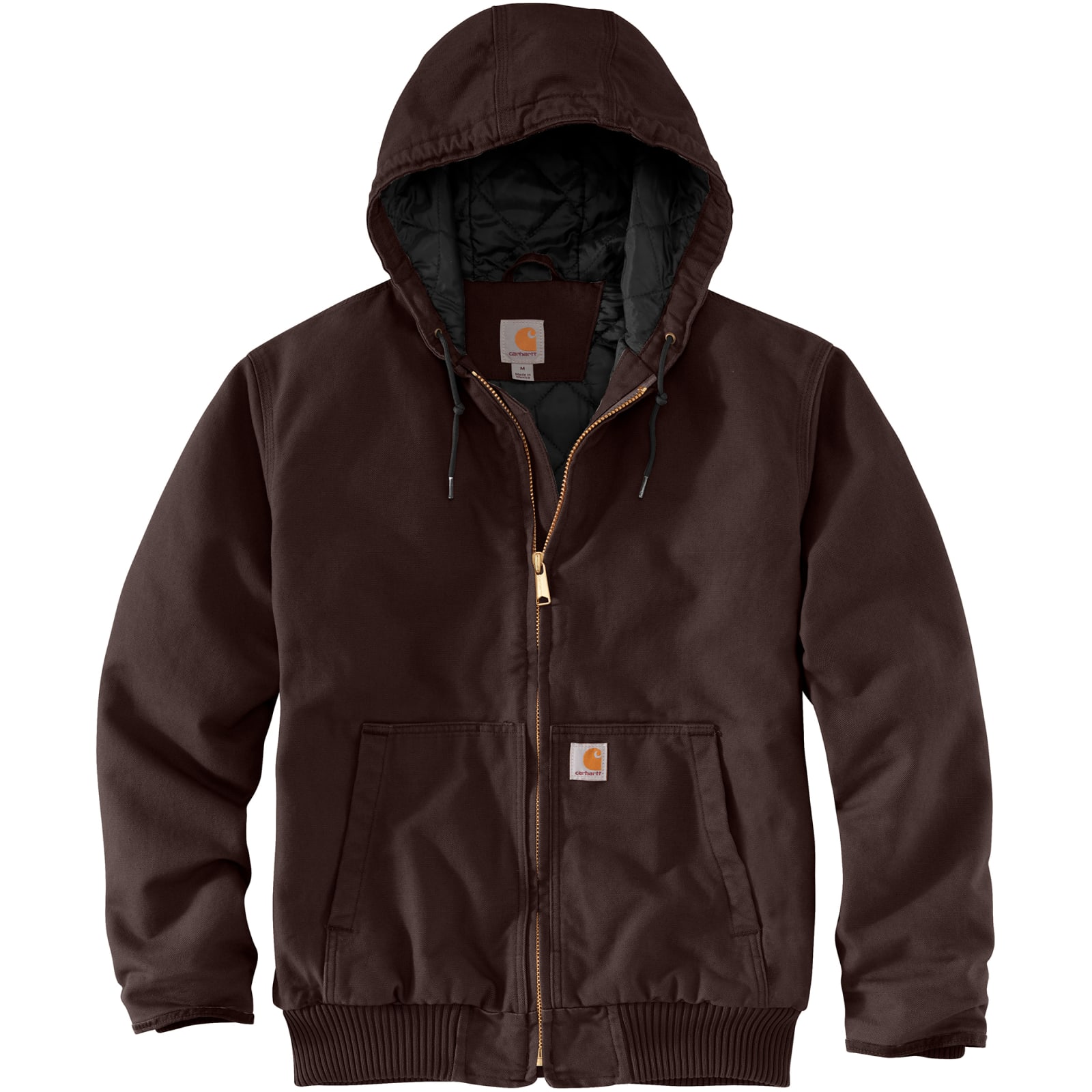 Men's Active Dark Brown Insulated Hooded Full Zip Cotton Jacket by Carhartt  at Fleet Farm