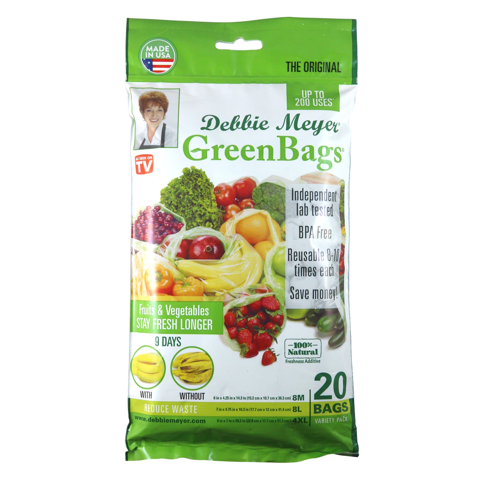 Debbie Meyer Green Storage Bags for fresh Fruit and Vegetables