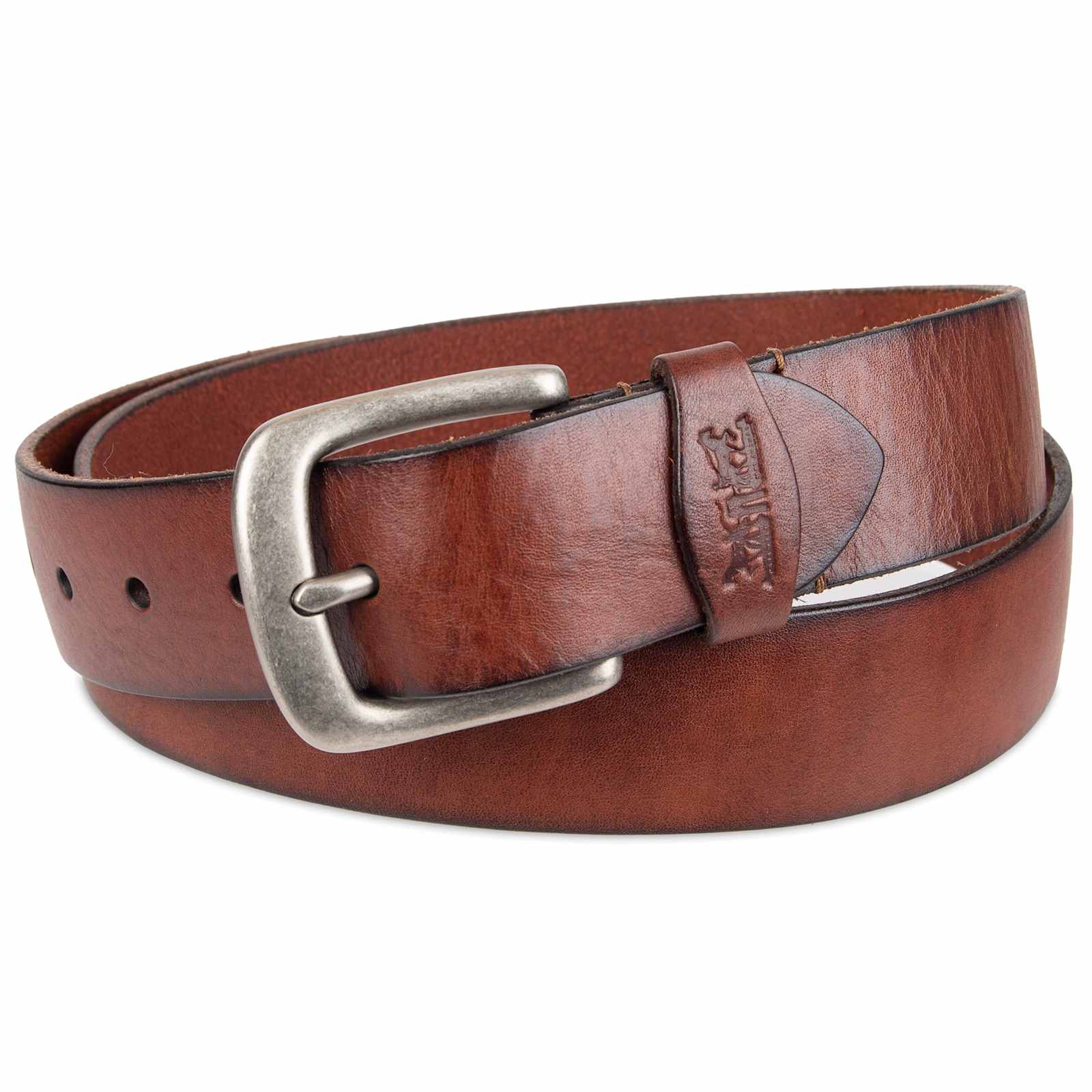 Men s Brown 38mm Leather Belt w Embossed Logo