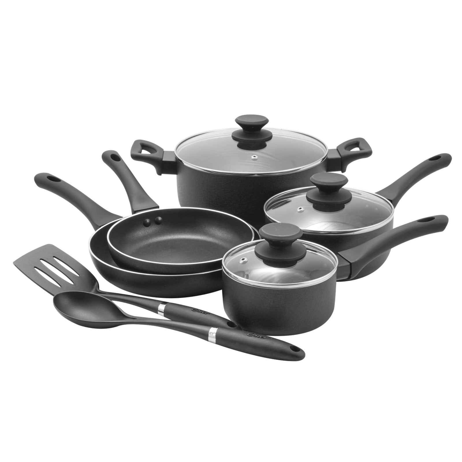 Oster Ashford 2-Piece Non-Stick Aluminum Frying Pan Set, Black