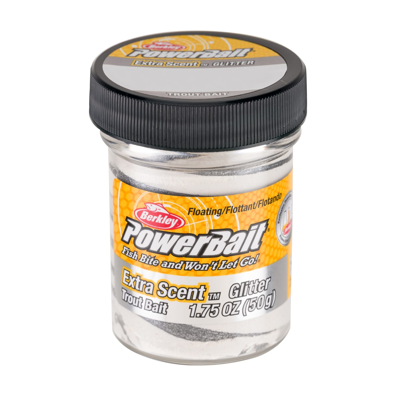 1.8 oz Silver Vein PowerBait Glitter Trout Bait Jar by Berkley at