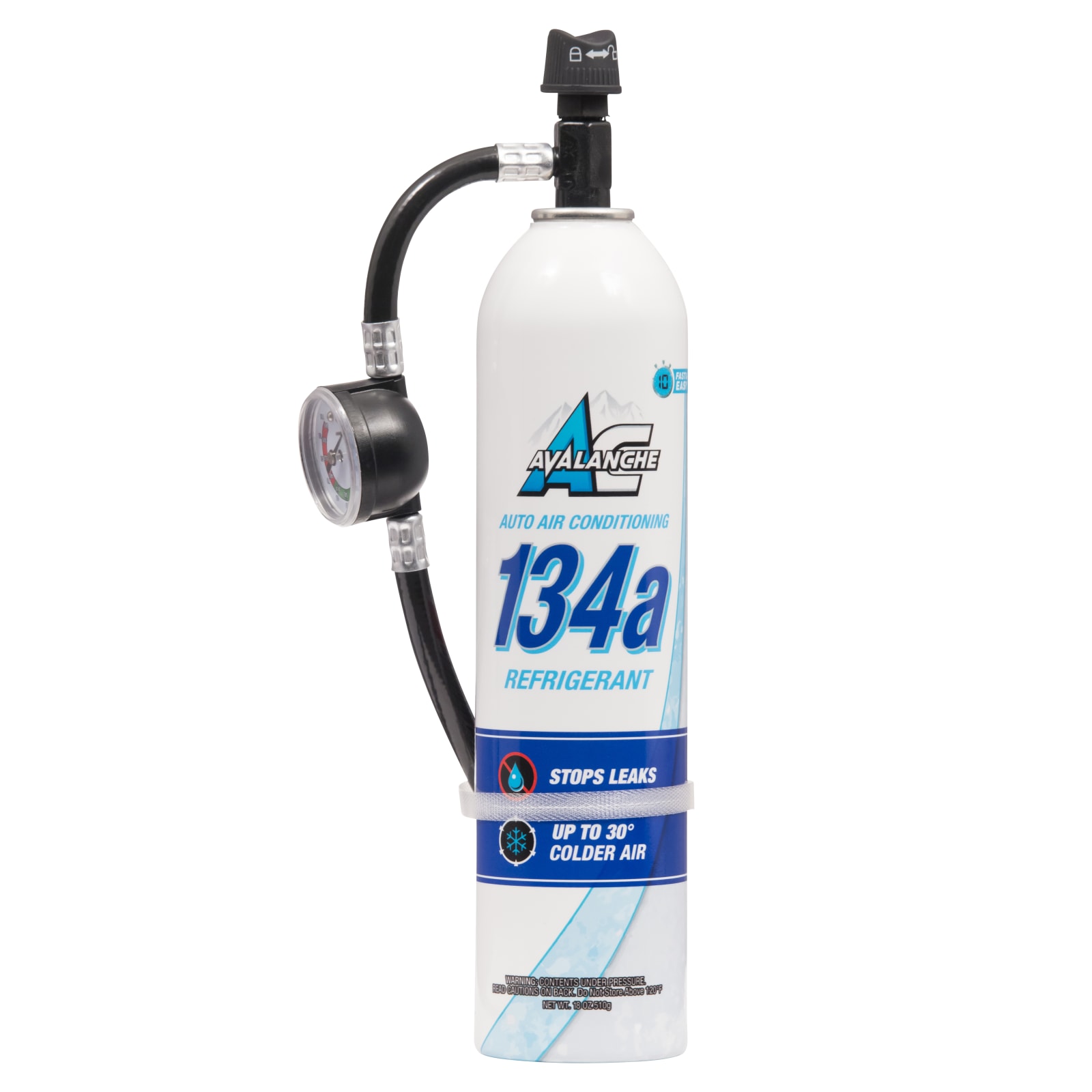 AC Avalanche R134a Refrigerant With Gauge 18 Ounce AVL345SV, 50 OFF