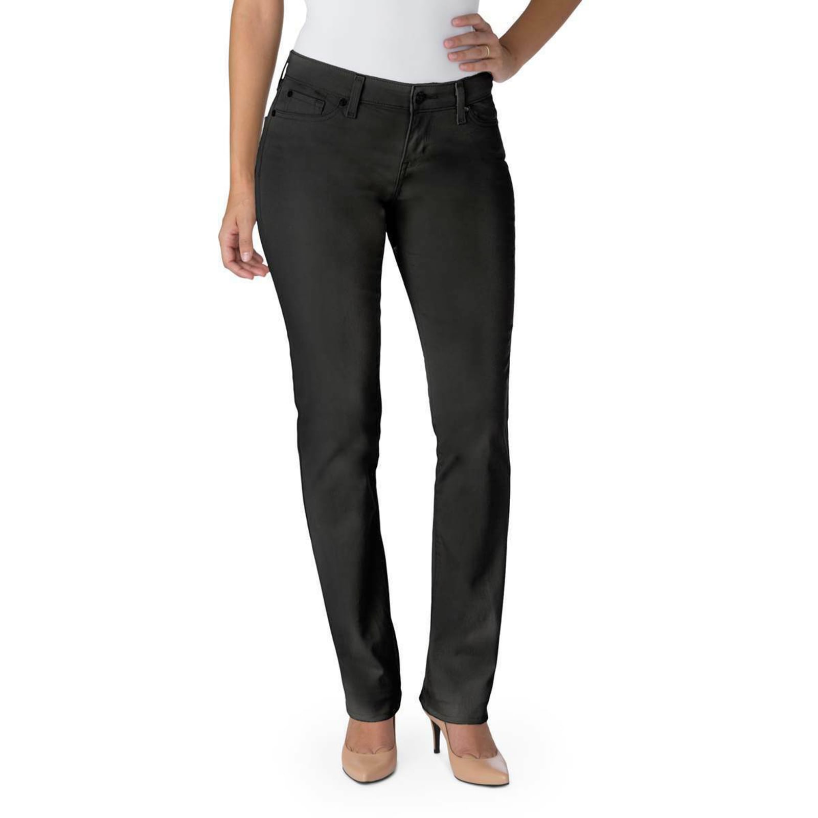 Signature By Levi's Women's Noir Black Mid-Rise Straight Leg Medium Jeans  by Signature By Levi's at Fleet Farm