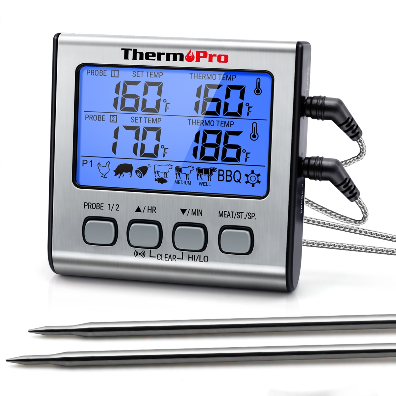 Silver/Black Dual-Probe Medium Cooking Thermometer by ThermoPro at Fleet  Farm