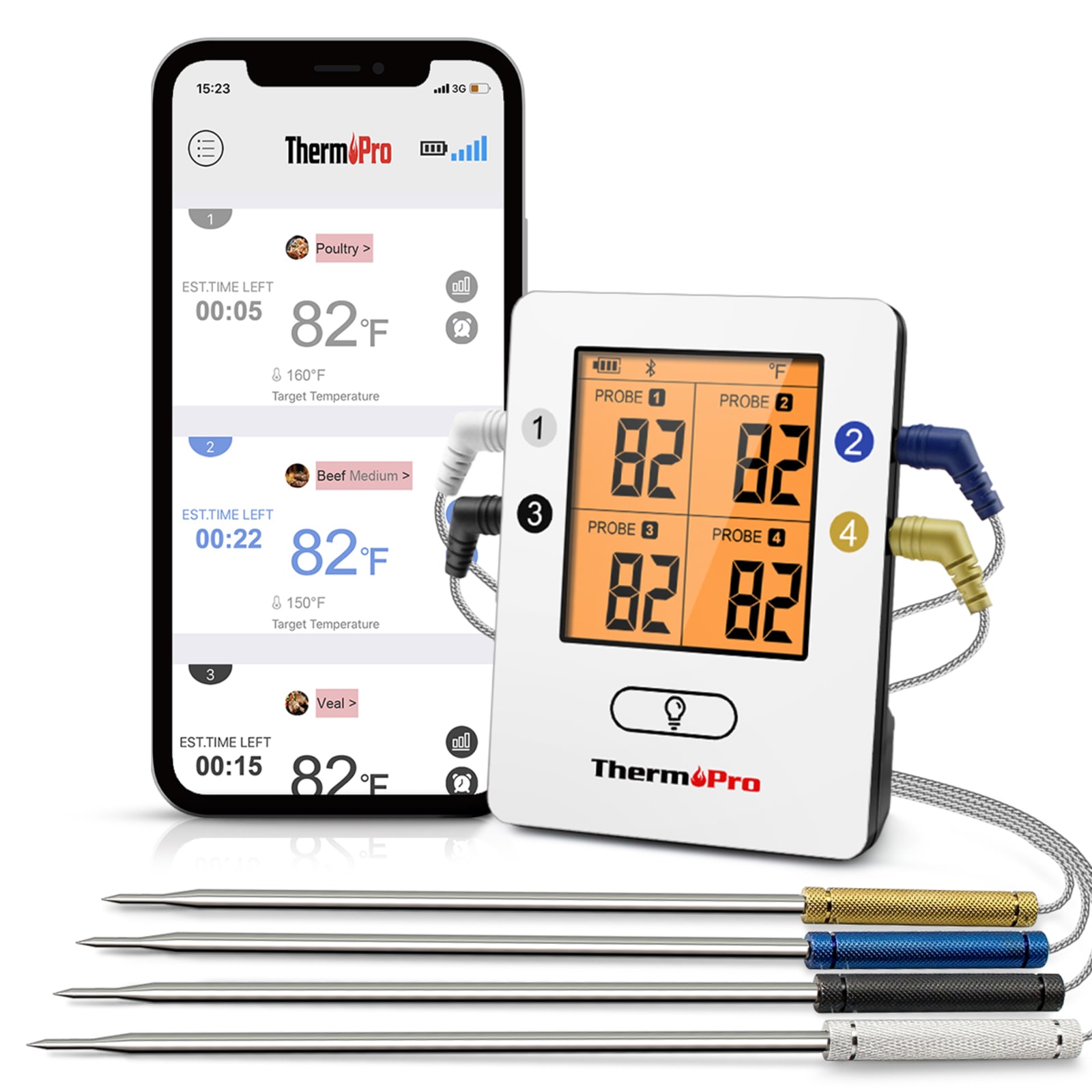 ThermoPro Bluetooth Grill Thermometer Bundle with Bonus Carrying Case for  sale online