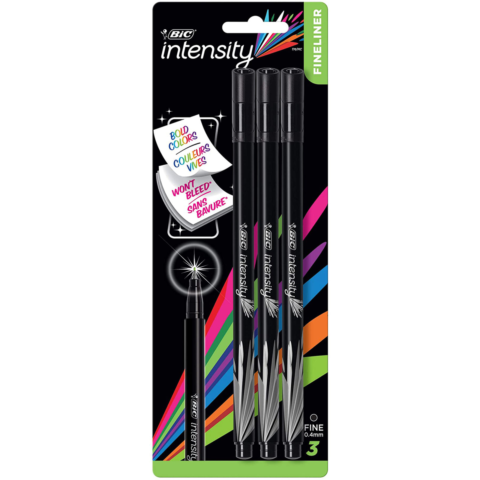 BIC Intensity Fineliner Felt Pen, Fine Point (0.4 mm), Assorted