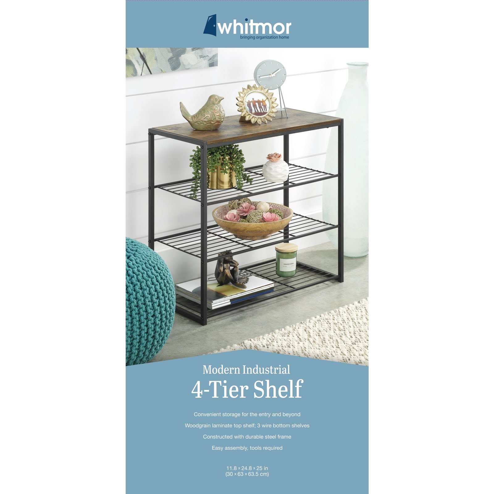 Whitmor Modern Industrial 3 Tier Shelf