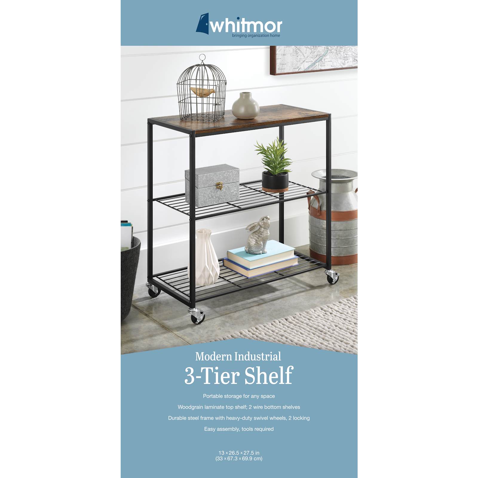 Whitmor Modern Industrial 3 Tier Shelf