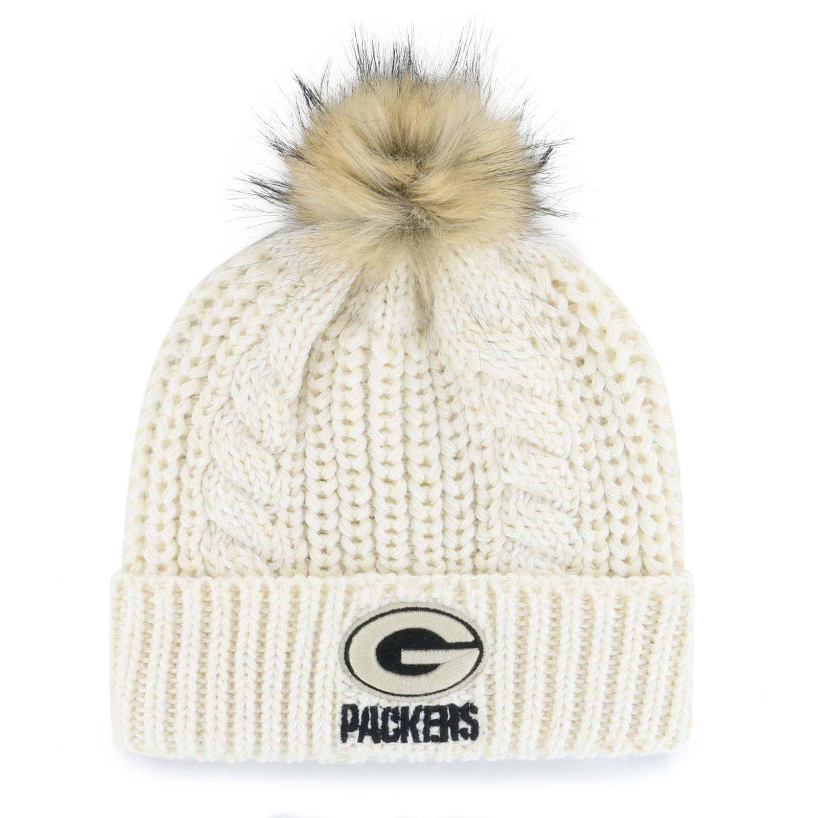 Women's Green Bay Packers White Mass Meeko Knit Pom Top Cuff Beanie at  Fleet Farm