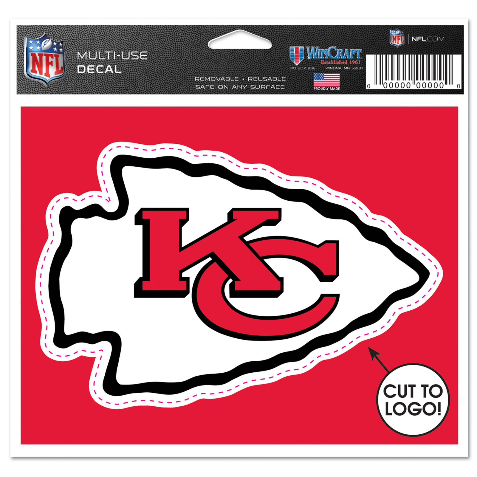 NFL Kansas City Chiefs Prime 5 x 7.75 Triple Decal 