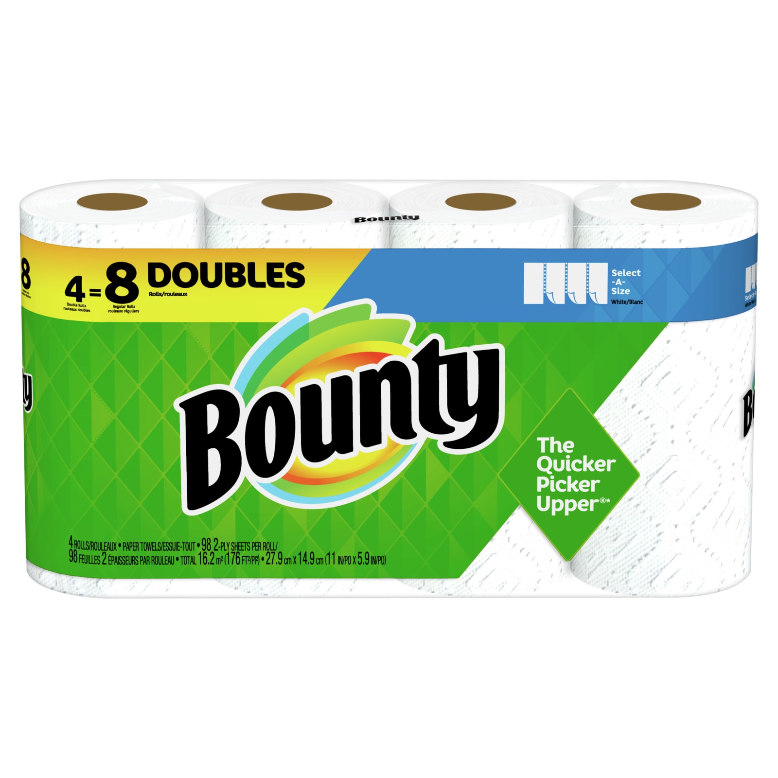  Bounty Select-A-Size Paper Towels, White, 2 Double Plus Rolls =  5 Regular Rolls : Health & Household