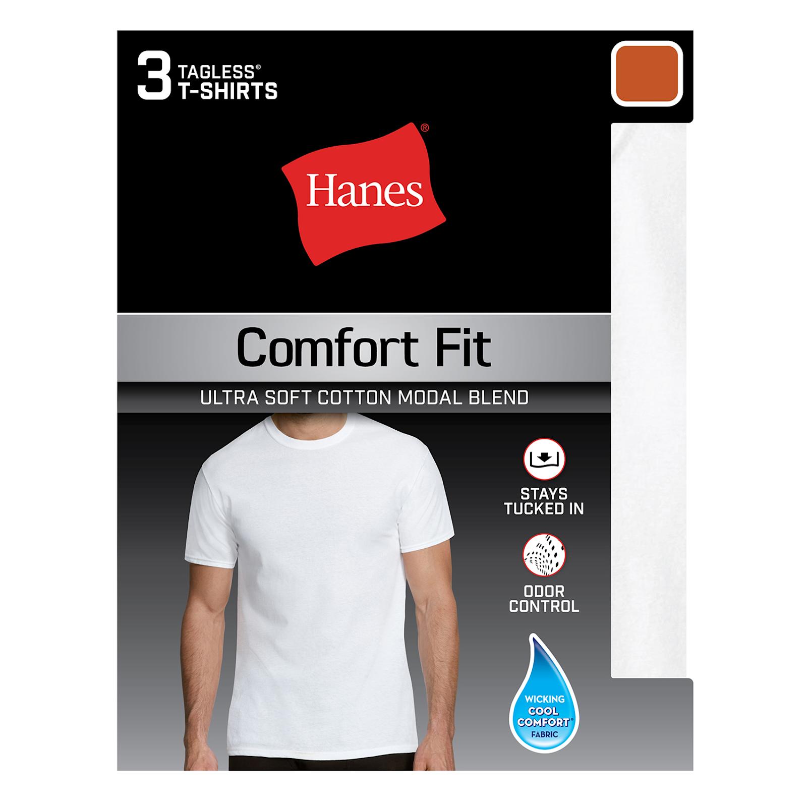 Hanes - Mens Big 3 Pack Crewneck Tees, White